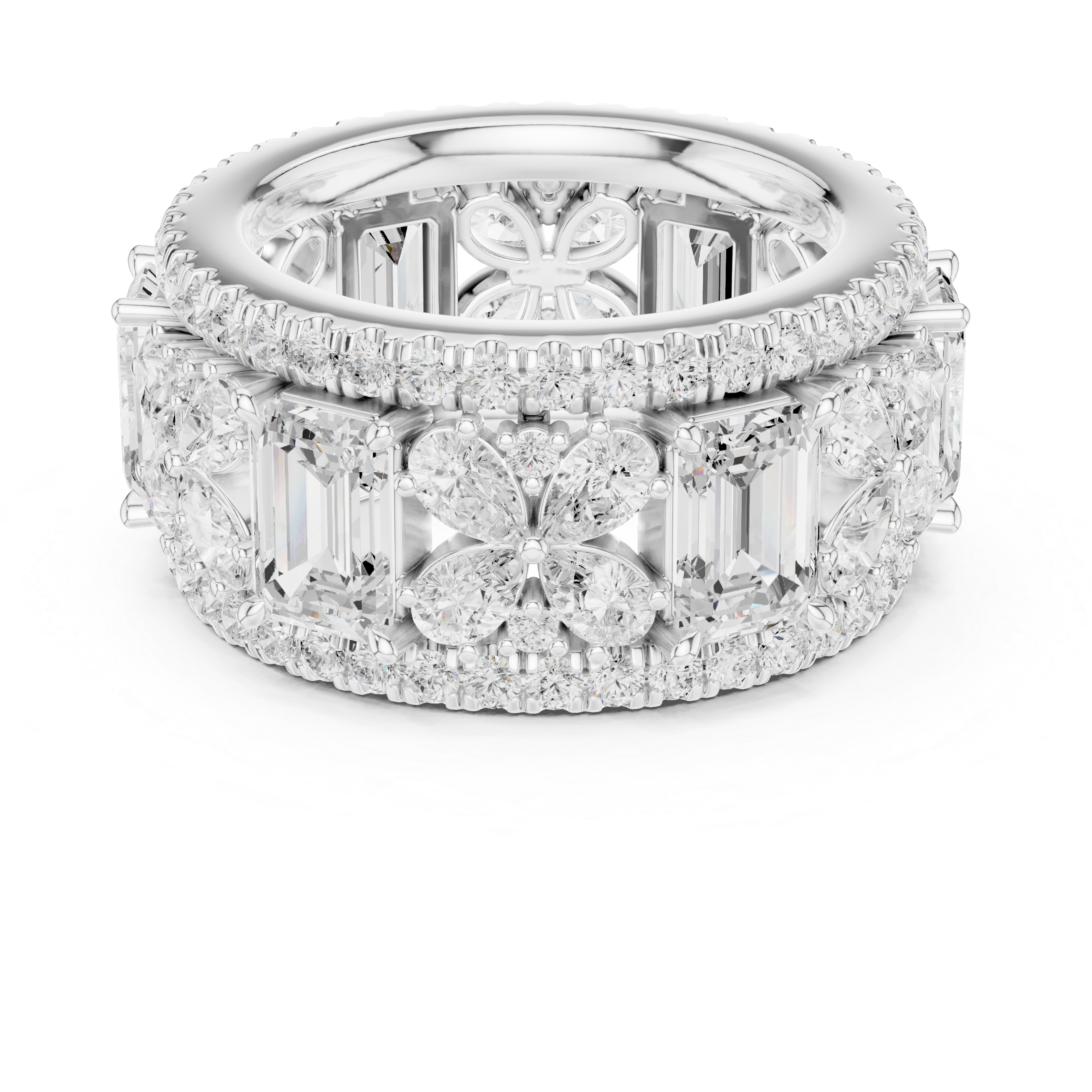 Muur Atelier Solid Gold Emerald & Pear Cut Diamond Wide Eternity Ring