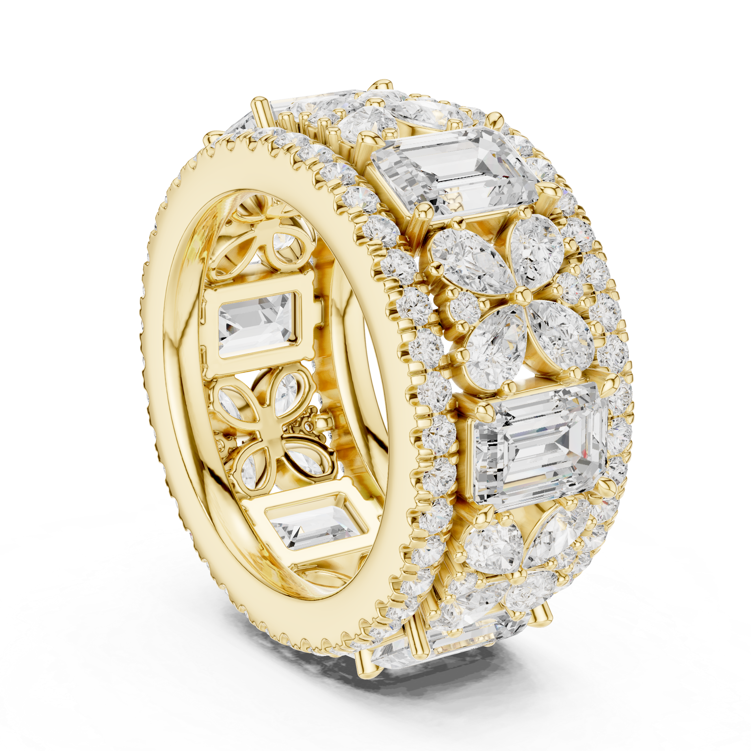Muur Atelier Solid Gold Emerald & Pear Cut Diamond Wide Eternity Ring