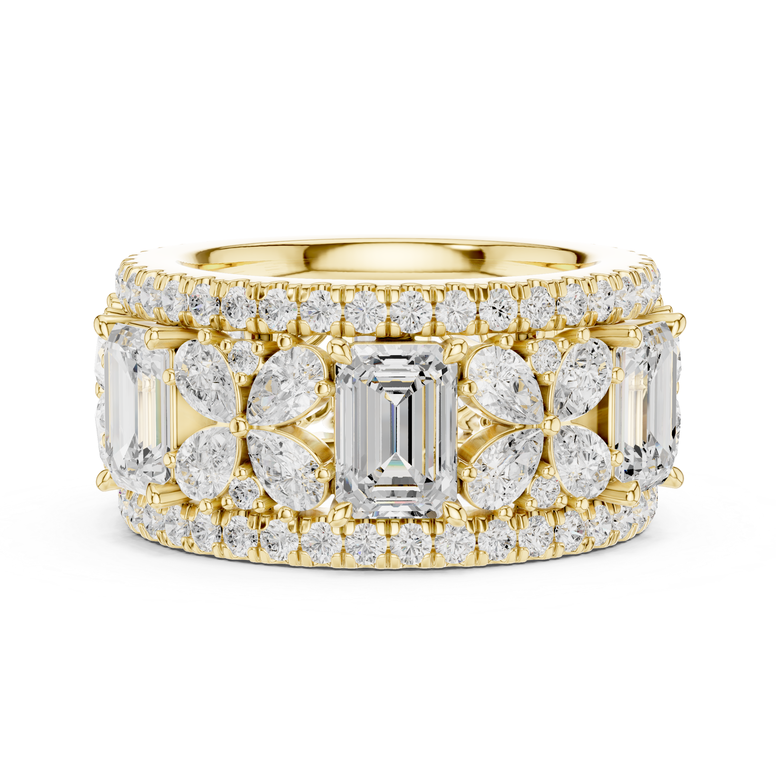 Muur Atelier Solid Gold Emerald & Pear Cut Diamond Wide Eternity Ring
