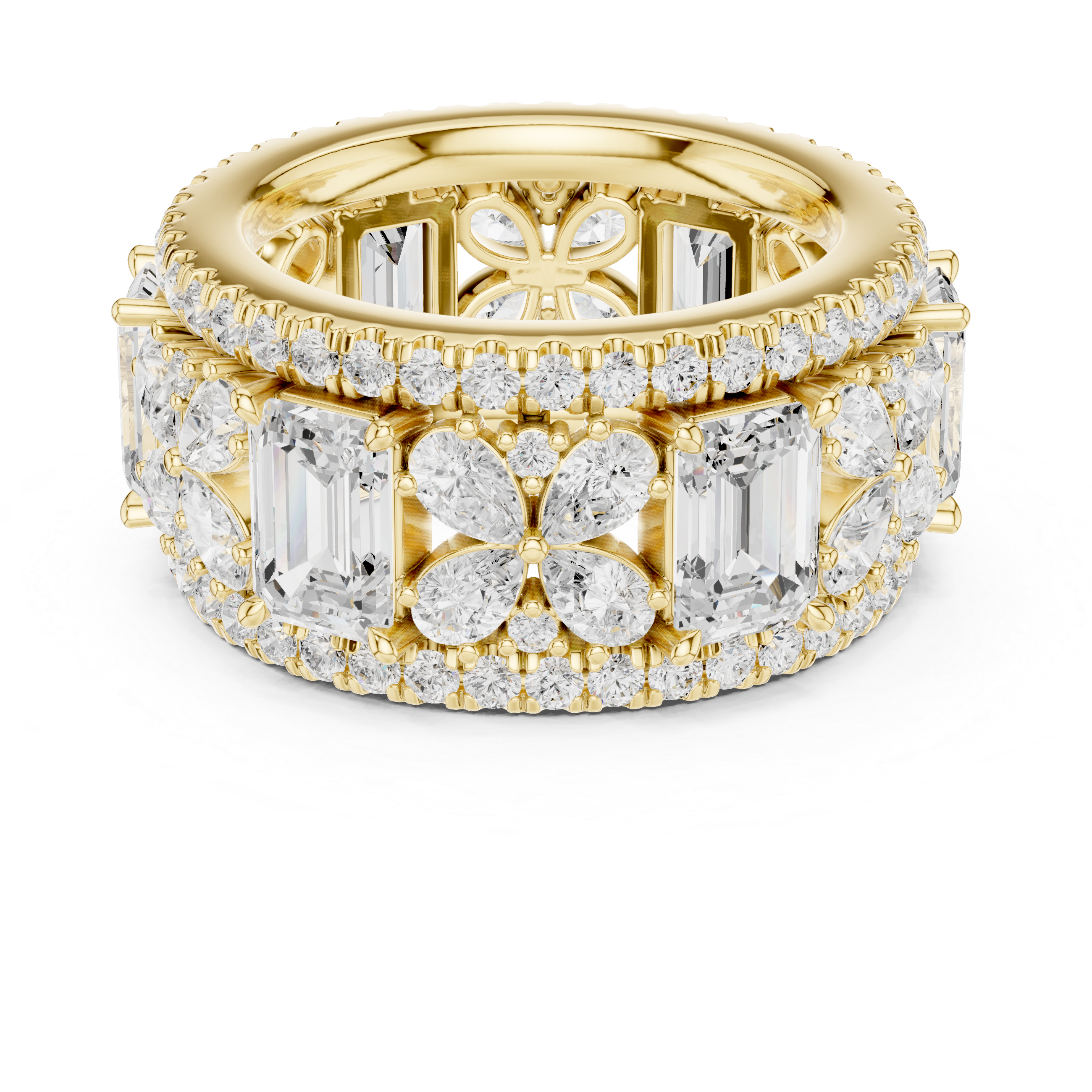 Muur Atelier Solid Gold Emerald & Pear Cut Diamond Wide Eternity Ring