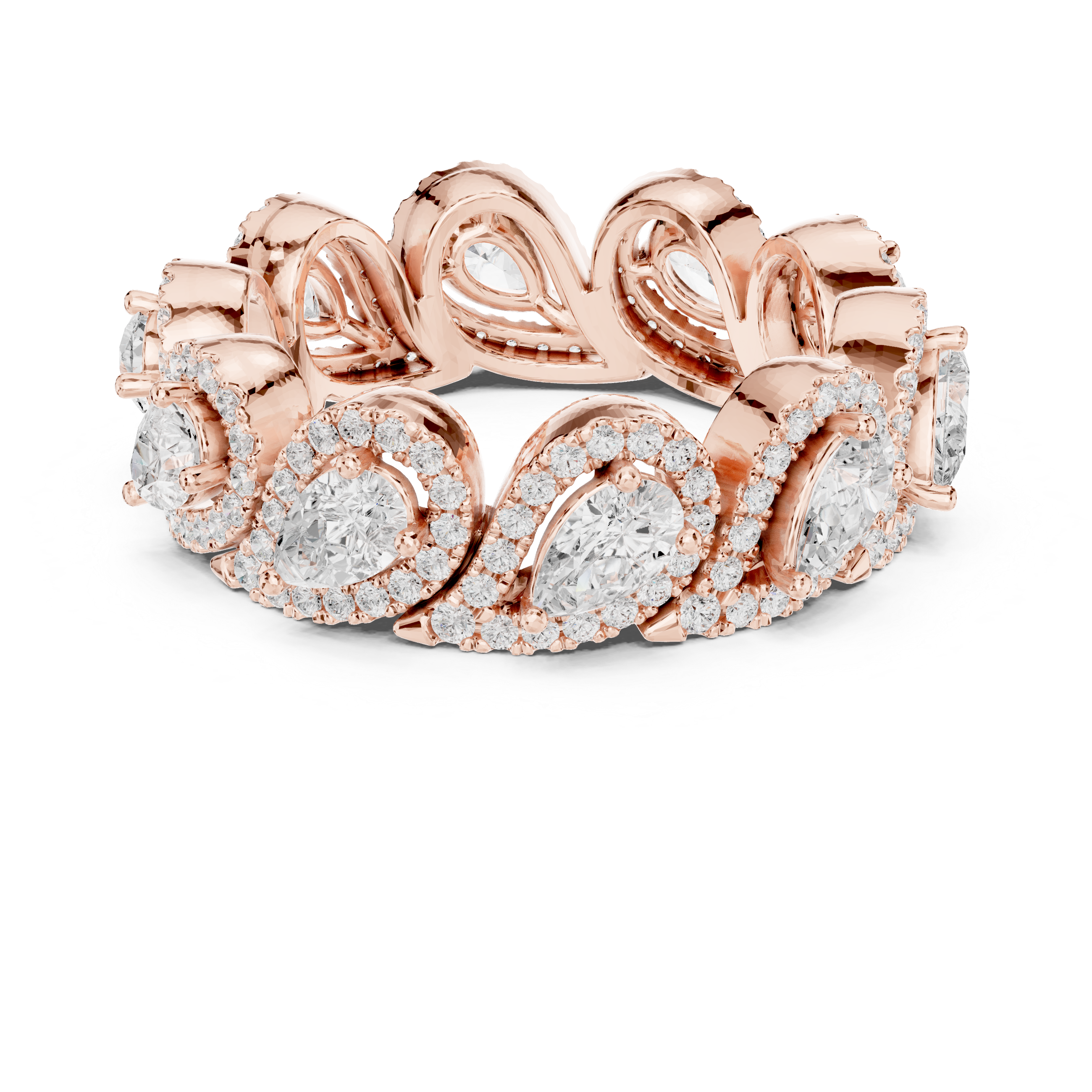 Muur Atelier Solid Gold Pear Cut Diamond Halo Wide Eternity Ring