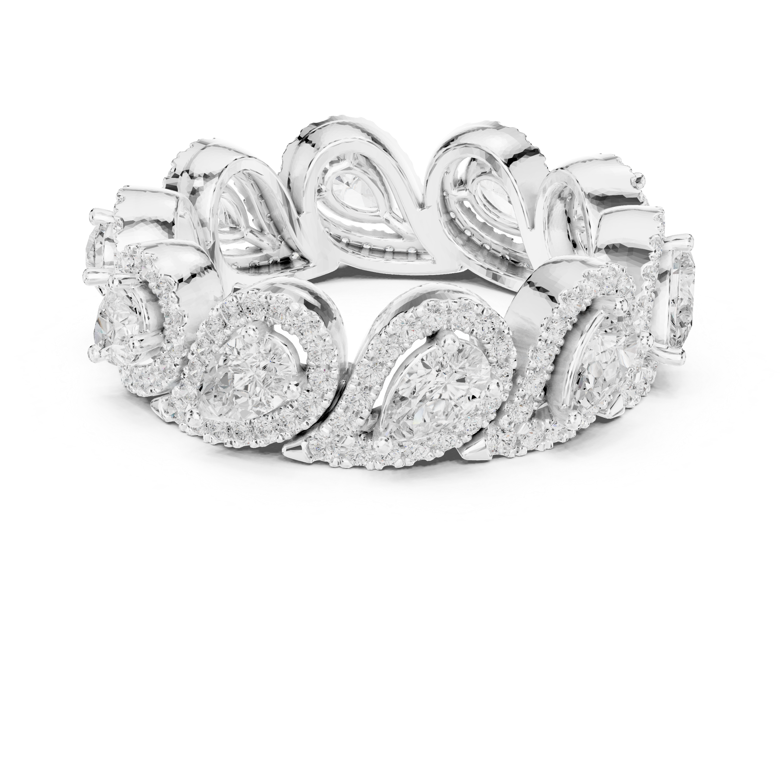 Muur Atelier Solid Gold Pear Cut Diamond Halo Wide Eternity Ring