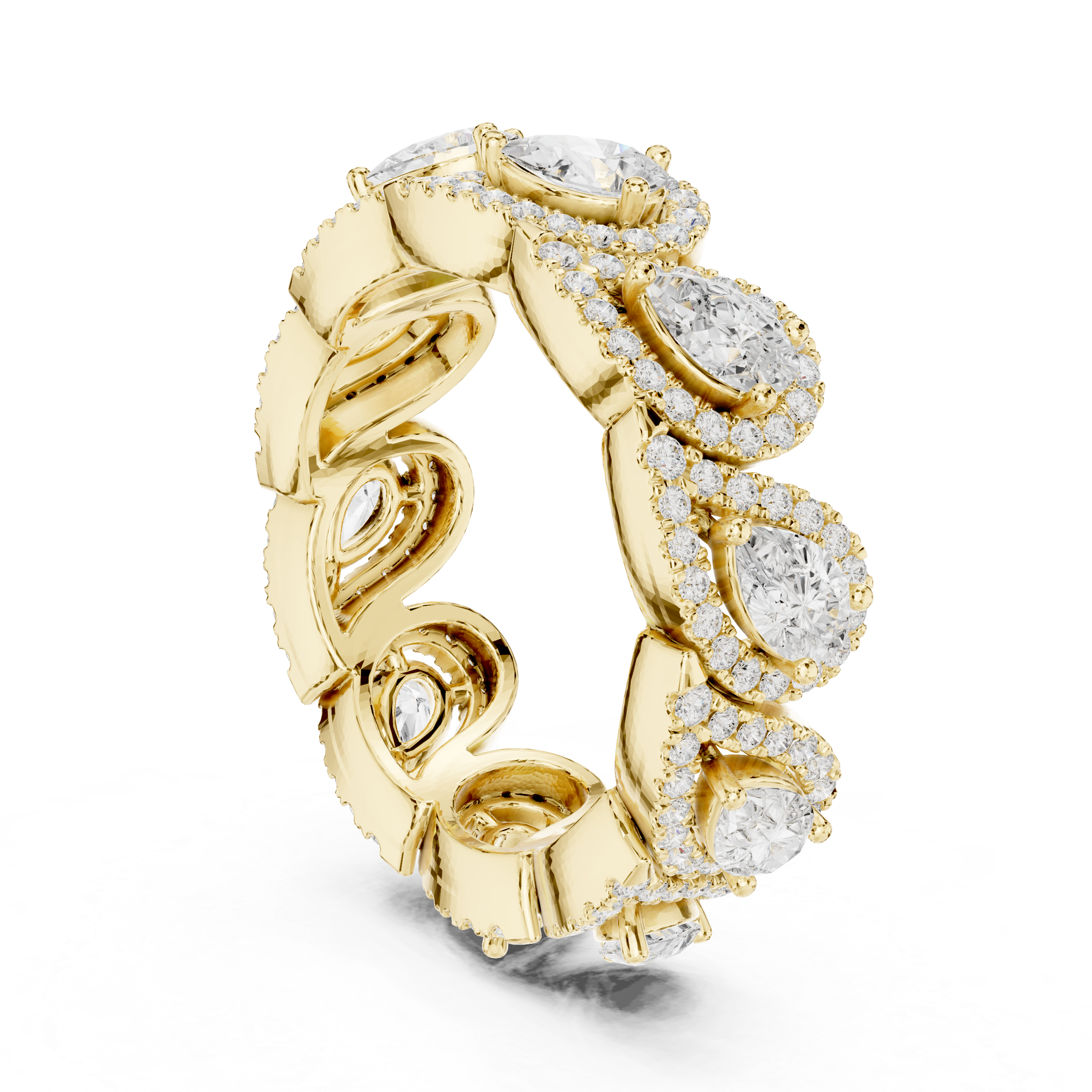 Muur Atelier Solid Gold Pear Cut Diamond Halo Wide Eternity Ring