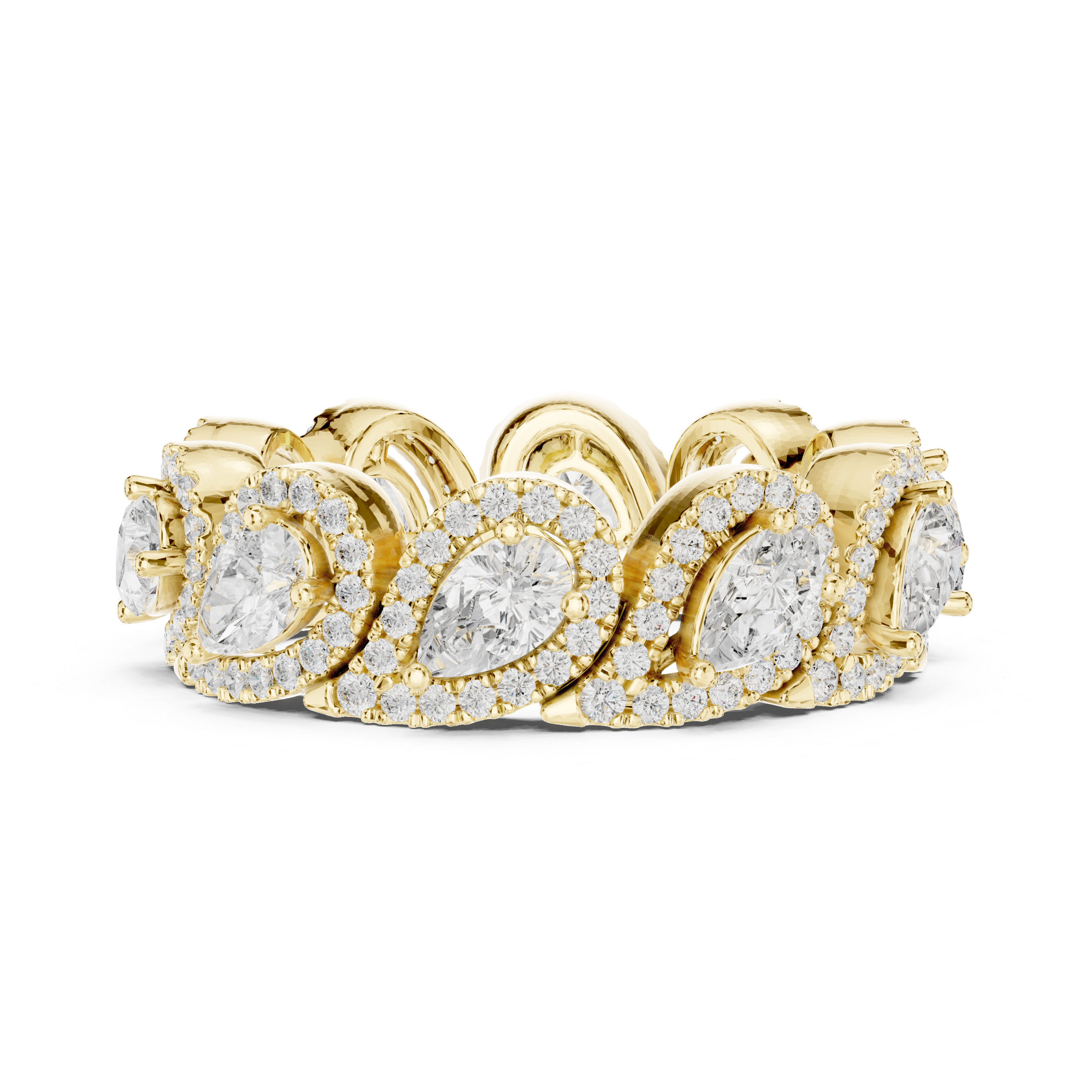 Muur Atelier Solid Gold Pear Cut Diamond Halo Wide Eternity Ring