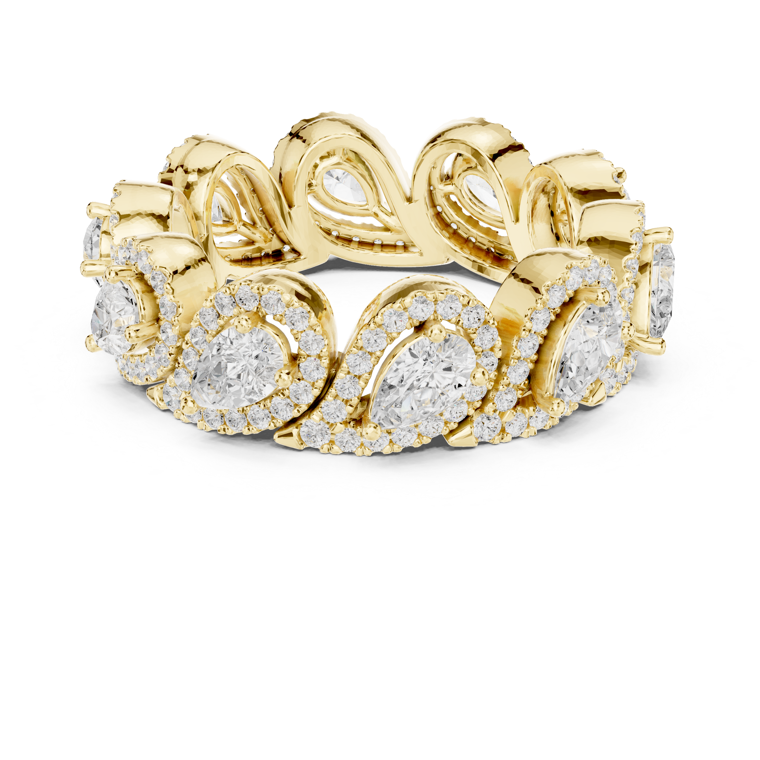 Muur Atelier Solid Gold Pear Cut Diamond Halo Wide Eternity Ring