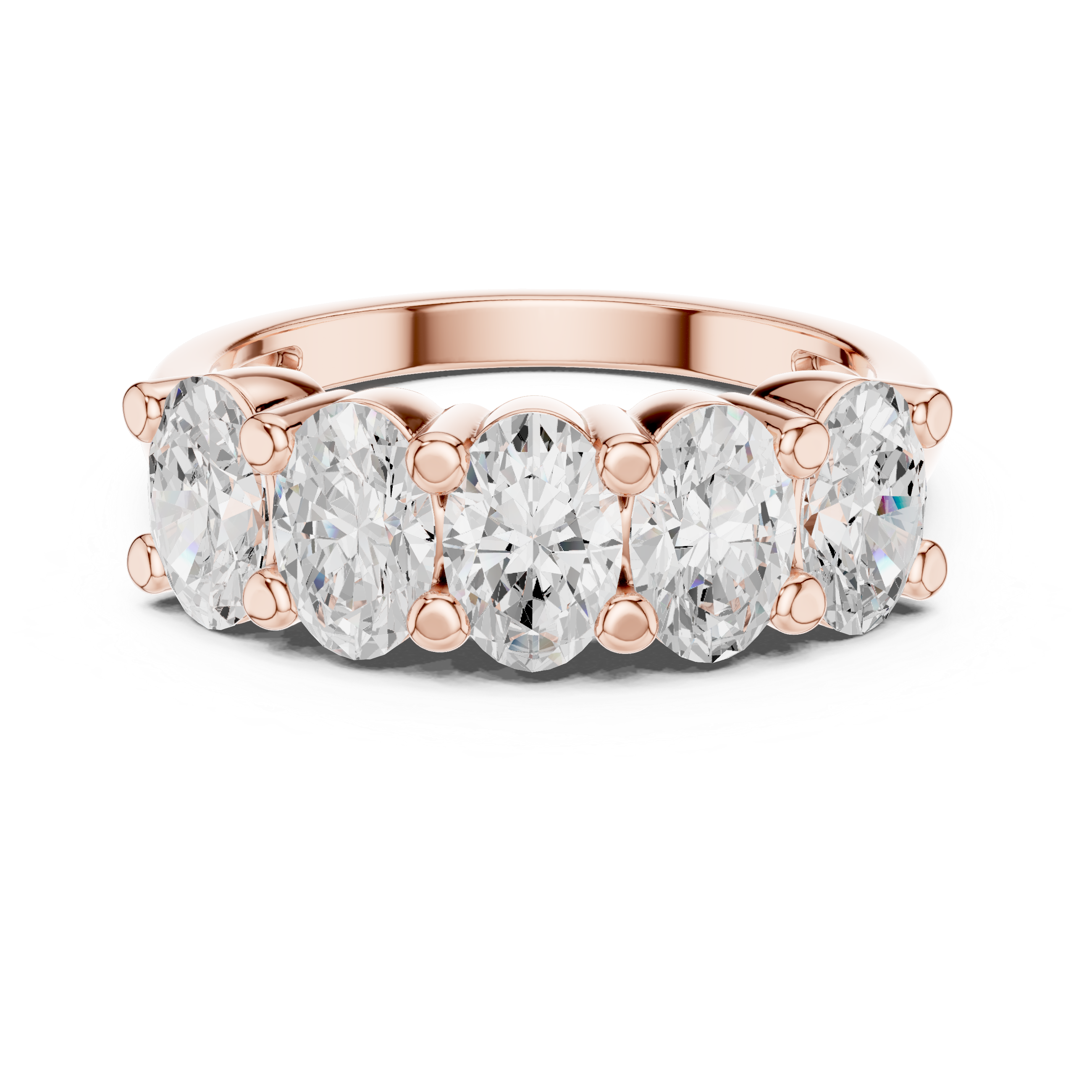 Muur Atelier Solid Gold Oval Cut Five Stone Diamond Anniversary Band