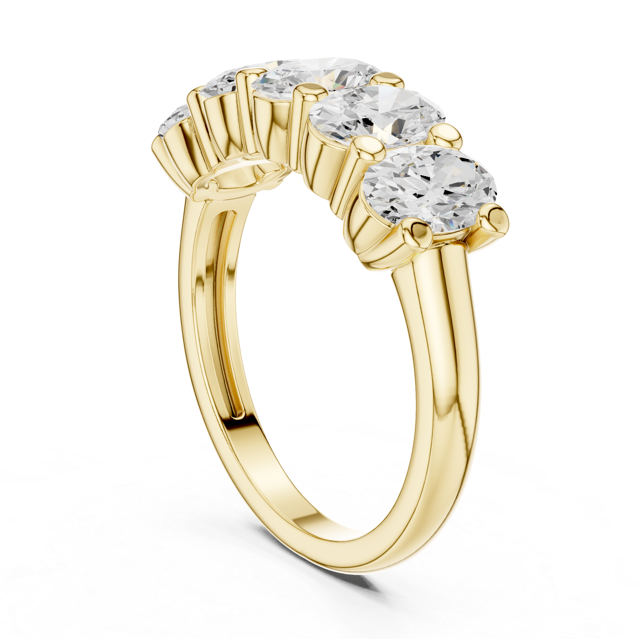 Muur Atelier Solid Gold Oval Cut Five Stone Diamond Anniversary Band
