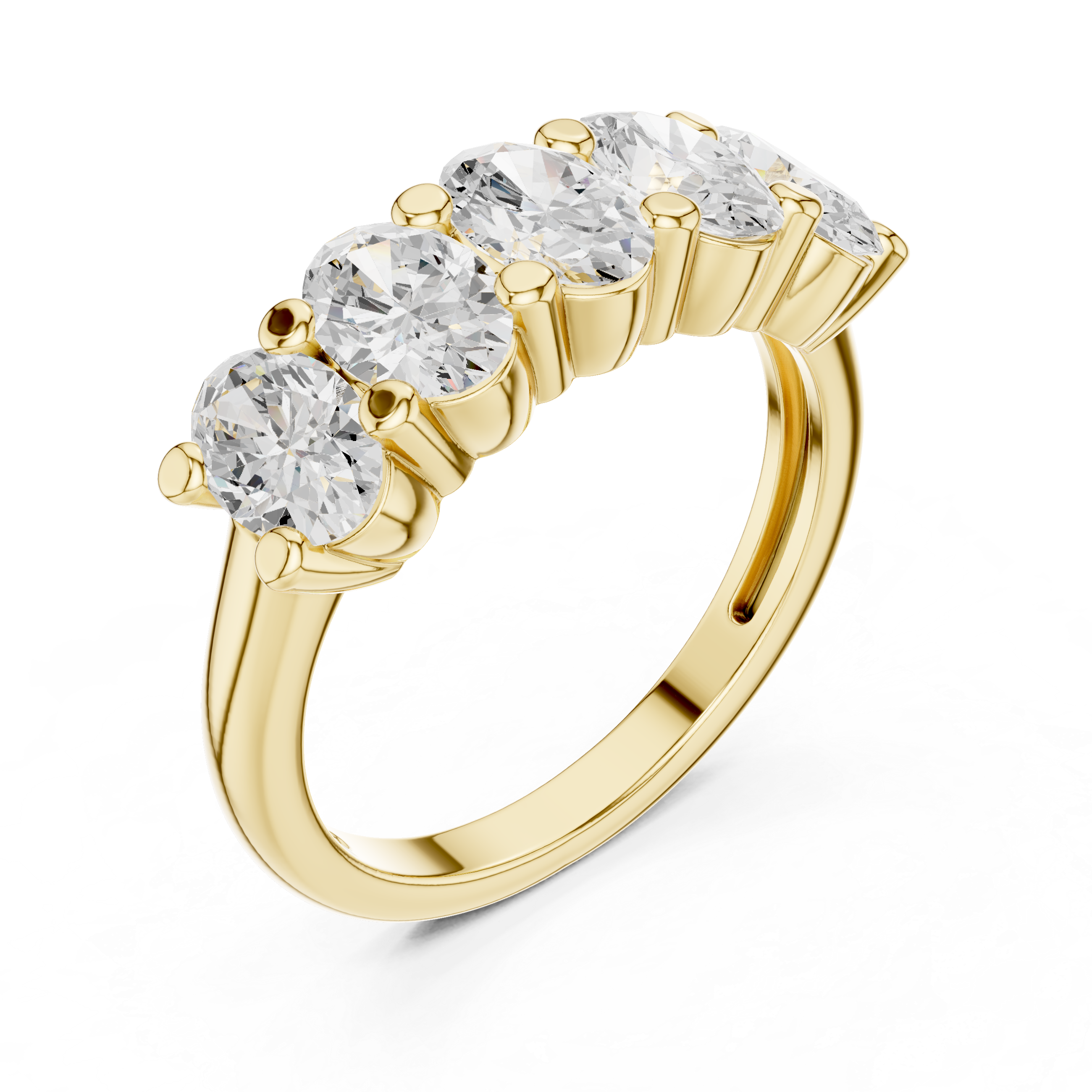 Muur Atelier Solid Gold Oval Cut Five Stone Diamond Anniversary Band