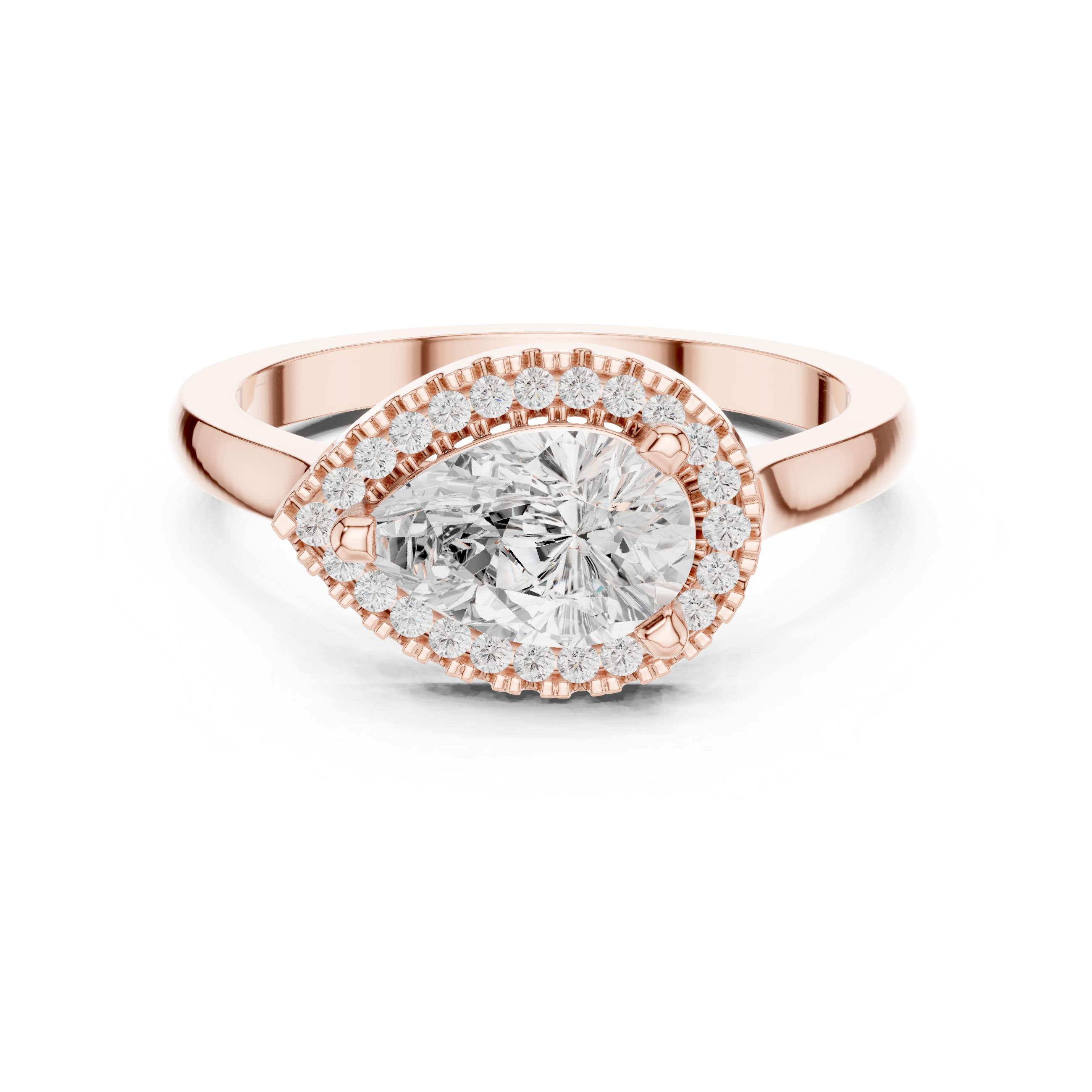 Muur Atelier Solid Gold Pear Cut Diamond Halo Solitaire Engagement Ring