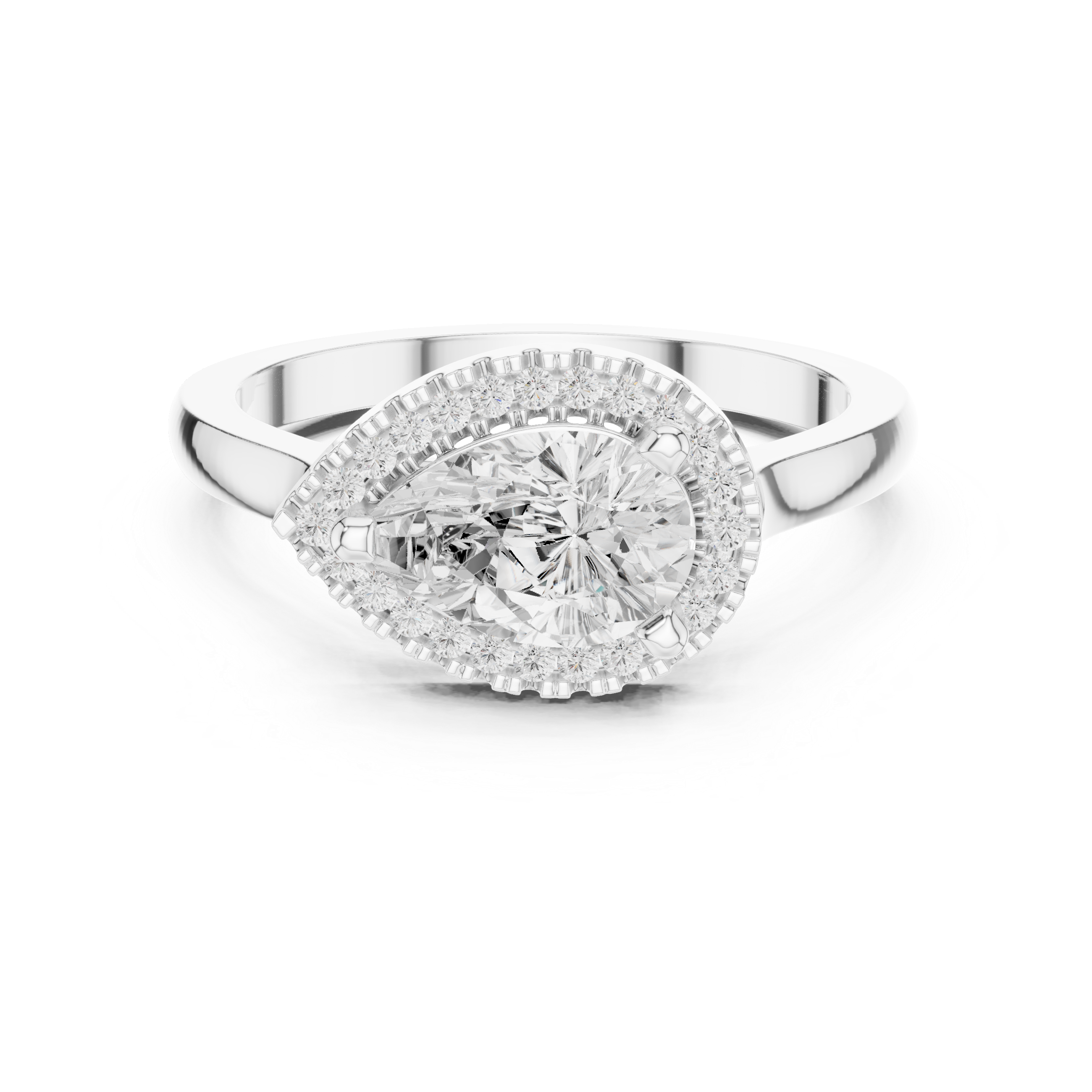 Muur Atelier Solid Gold Pear Cut Diamond Halo Solitaire Engagement Ring