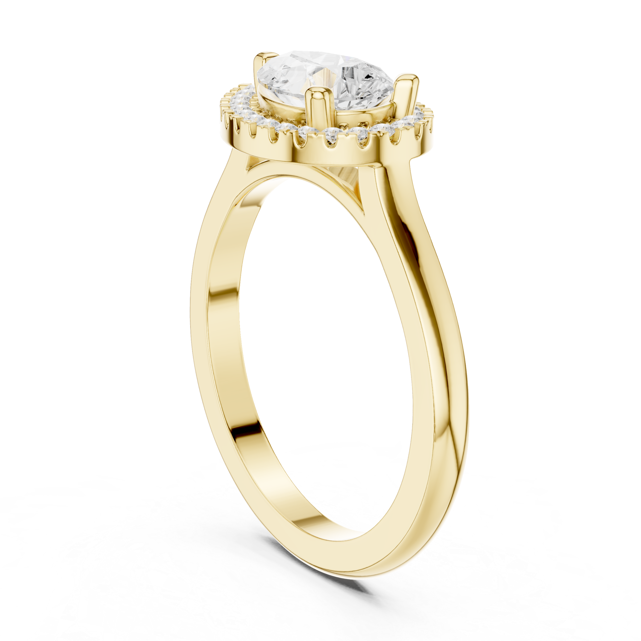 Muur Atelier Solid Gold Pear Cut Diamond Halo Solitaire Engagement Ring
