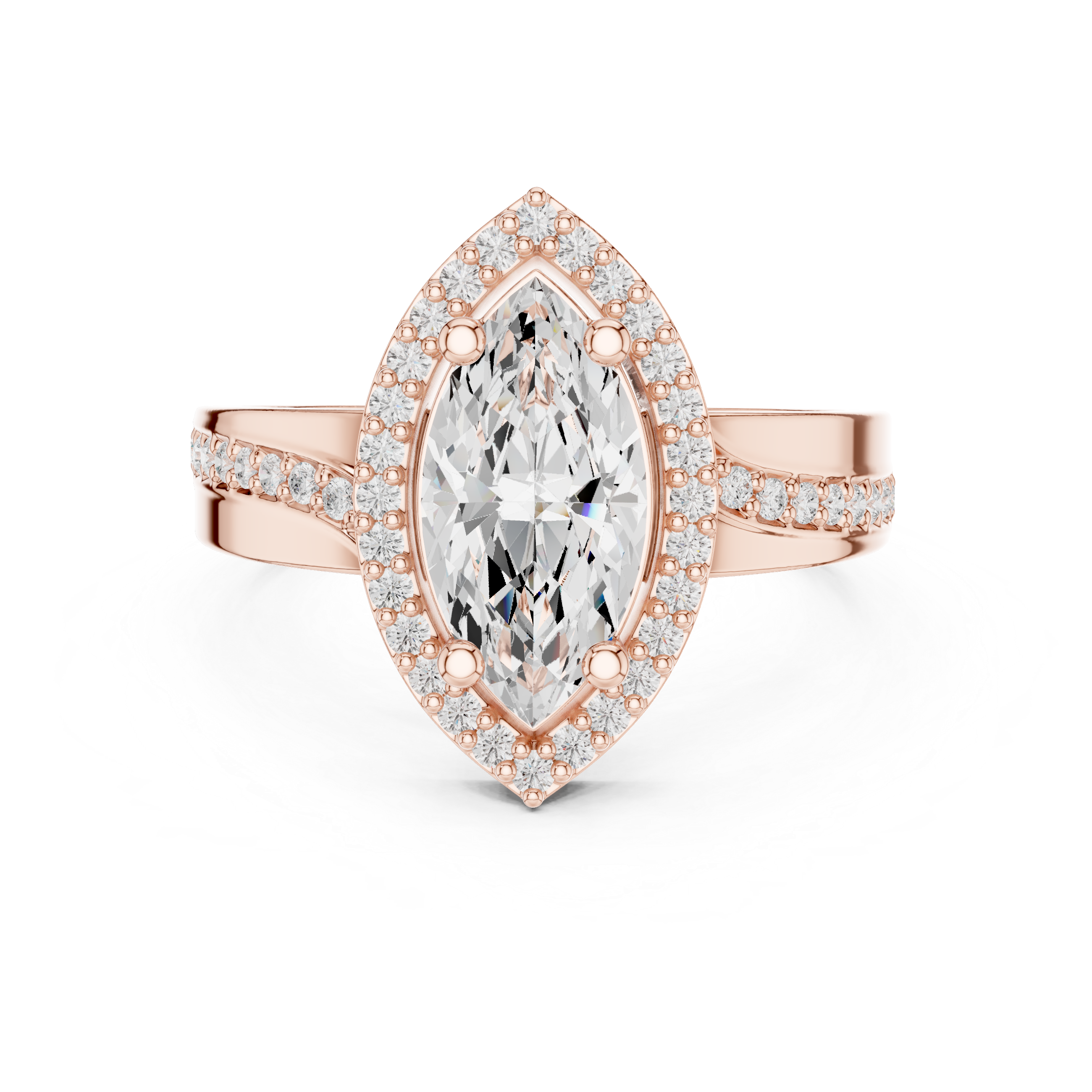 Muur Atelier Solid Gold Marquise Cut Diamond Halo Engagement Ring