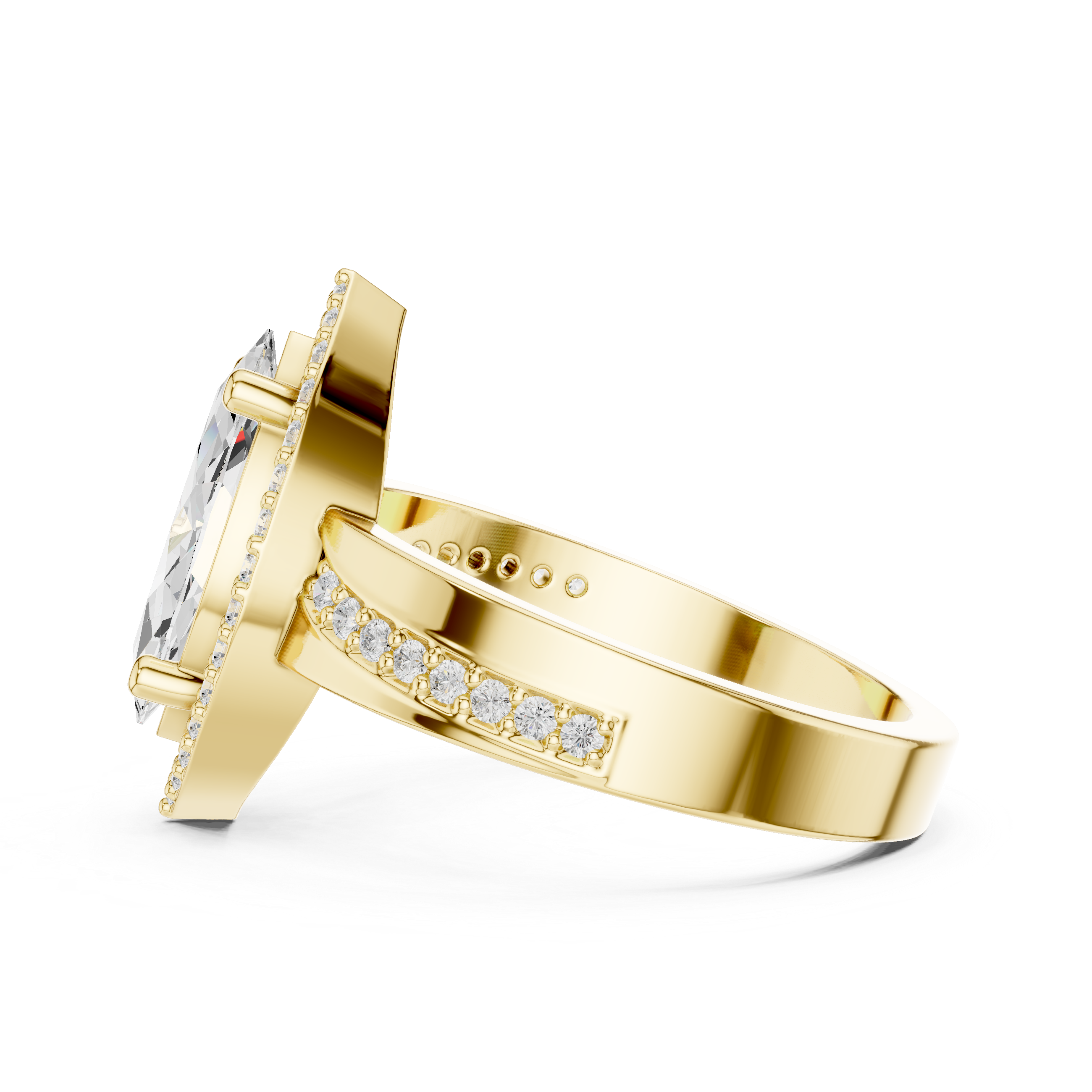 Muur Atelier Solid Gold Marquise Cut Diamond Halo Engagement Ring