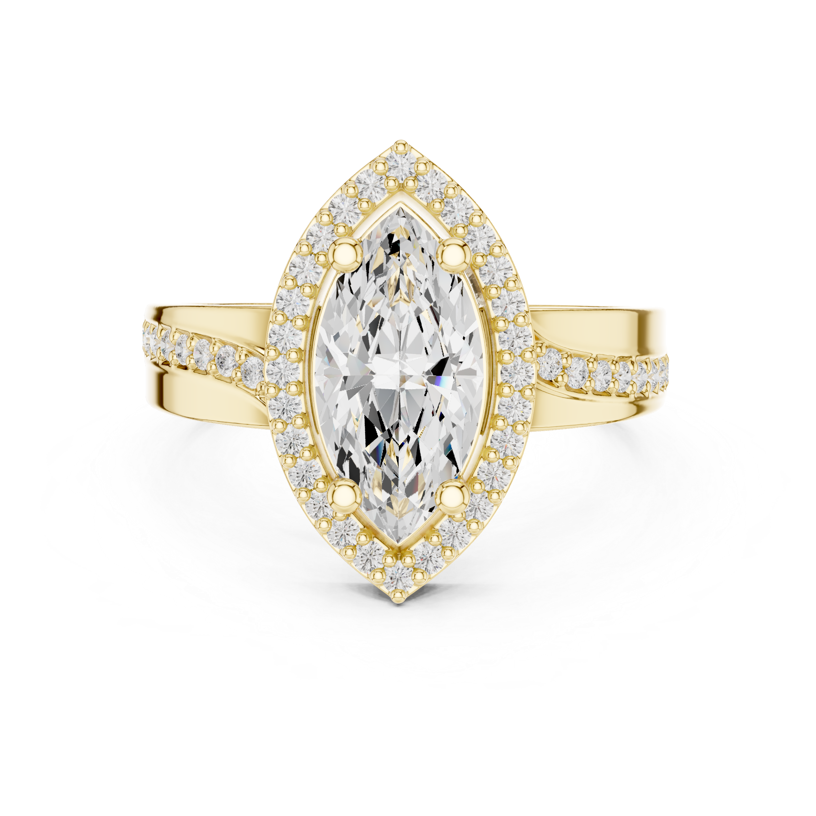 Muur Atelier Solid Gold Marquise Cut Diamond Halo Engagement Ring