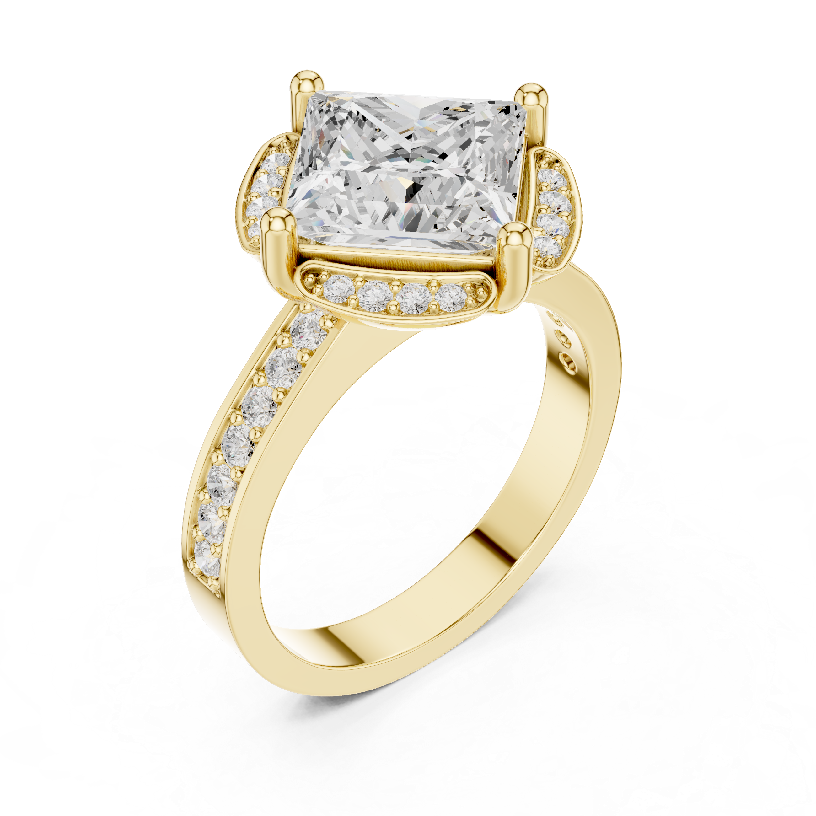 Muur Atelier Solid Gold Oval Cut Diamond Pave Solitaire Engagement Ring