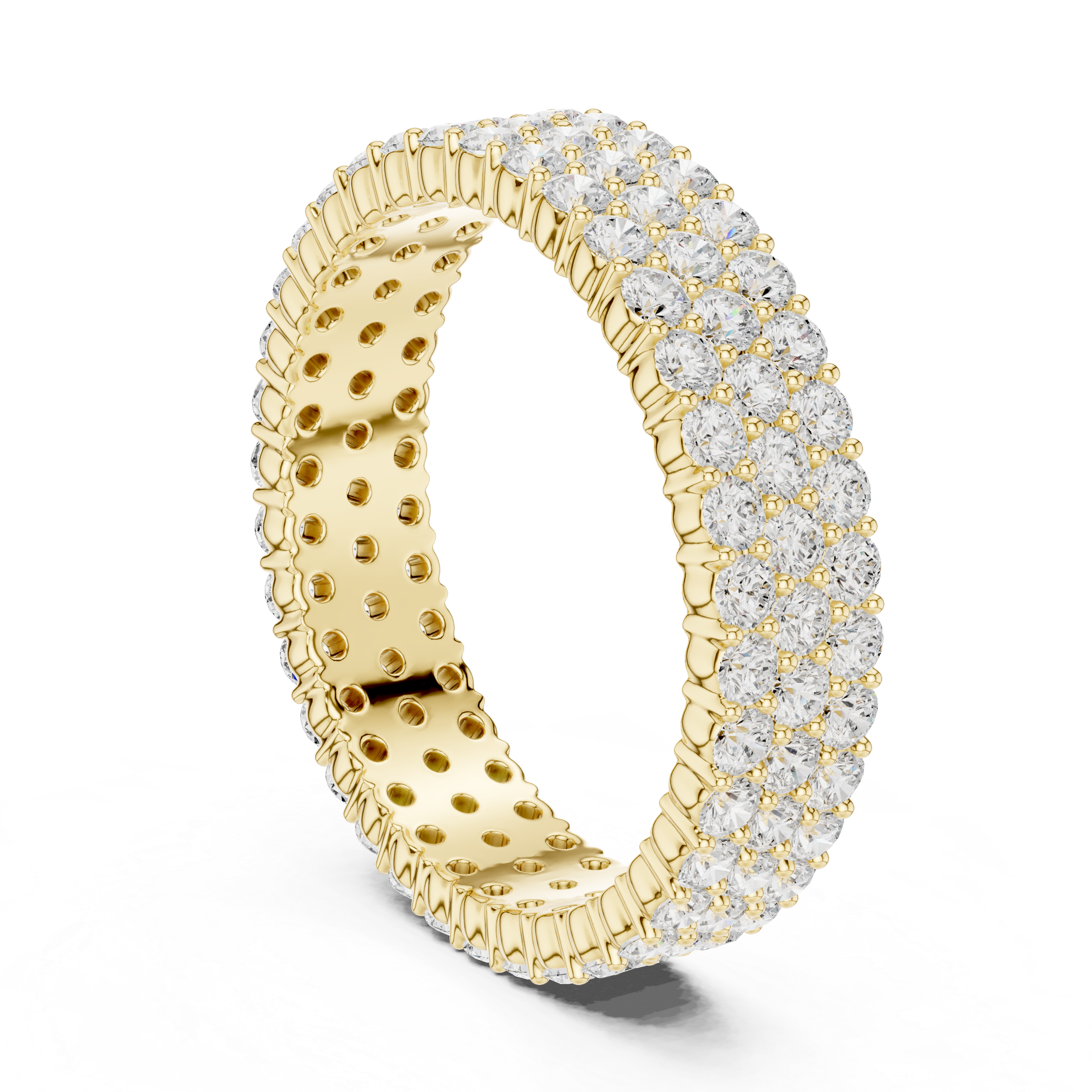 Solid Gold Triple Row Collet Diamond Eternity Ring