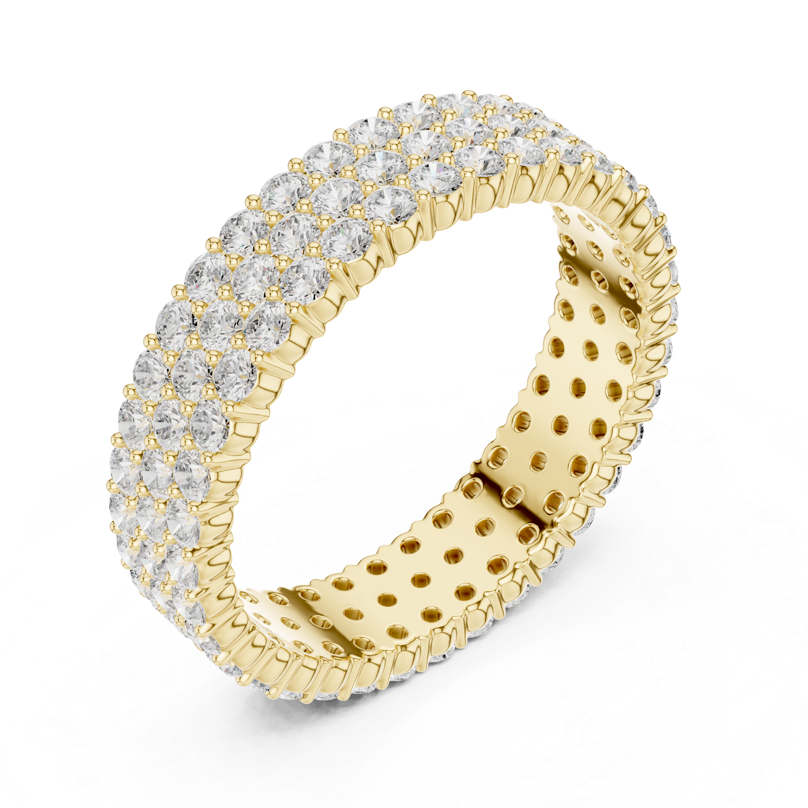 Solid Gold Triple Row Collet Diamond Eternity Ring