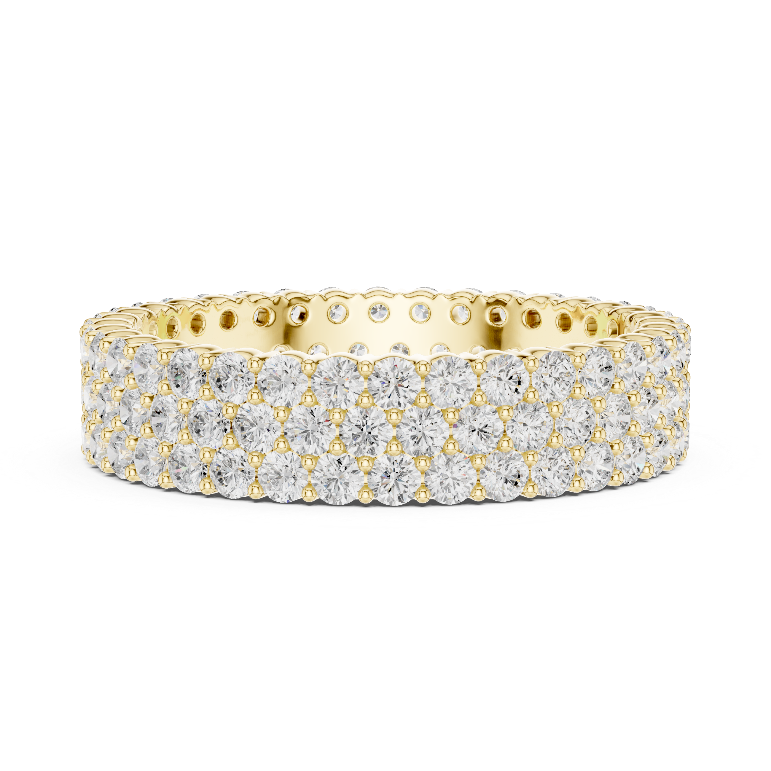 Solid Gold Triple Row Collet Diamond Eternity Ring