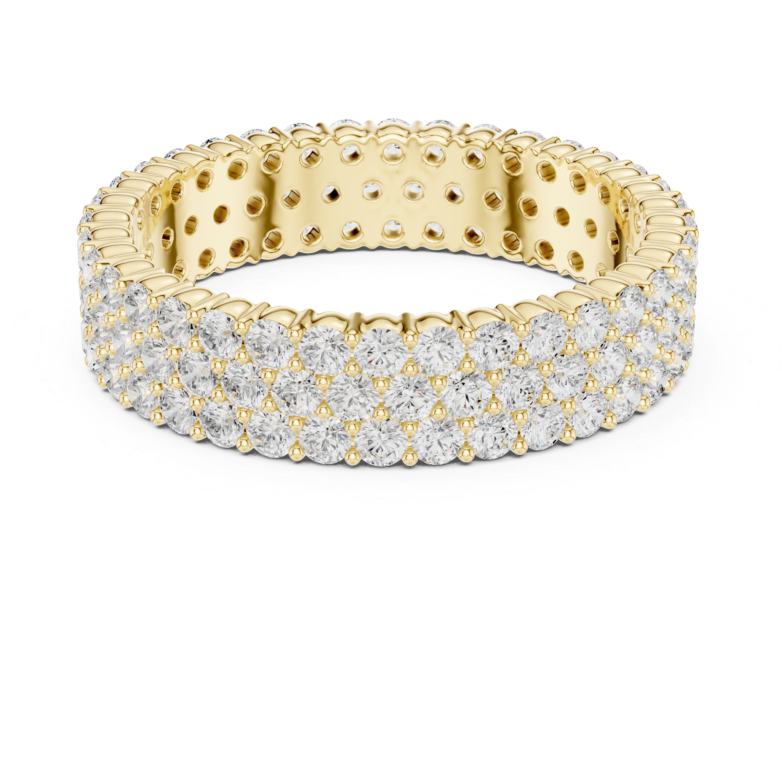 Solid Gold Triple Row Collet Diamond Eternity Ring