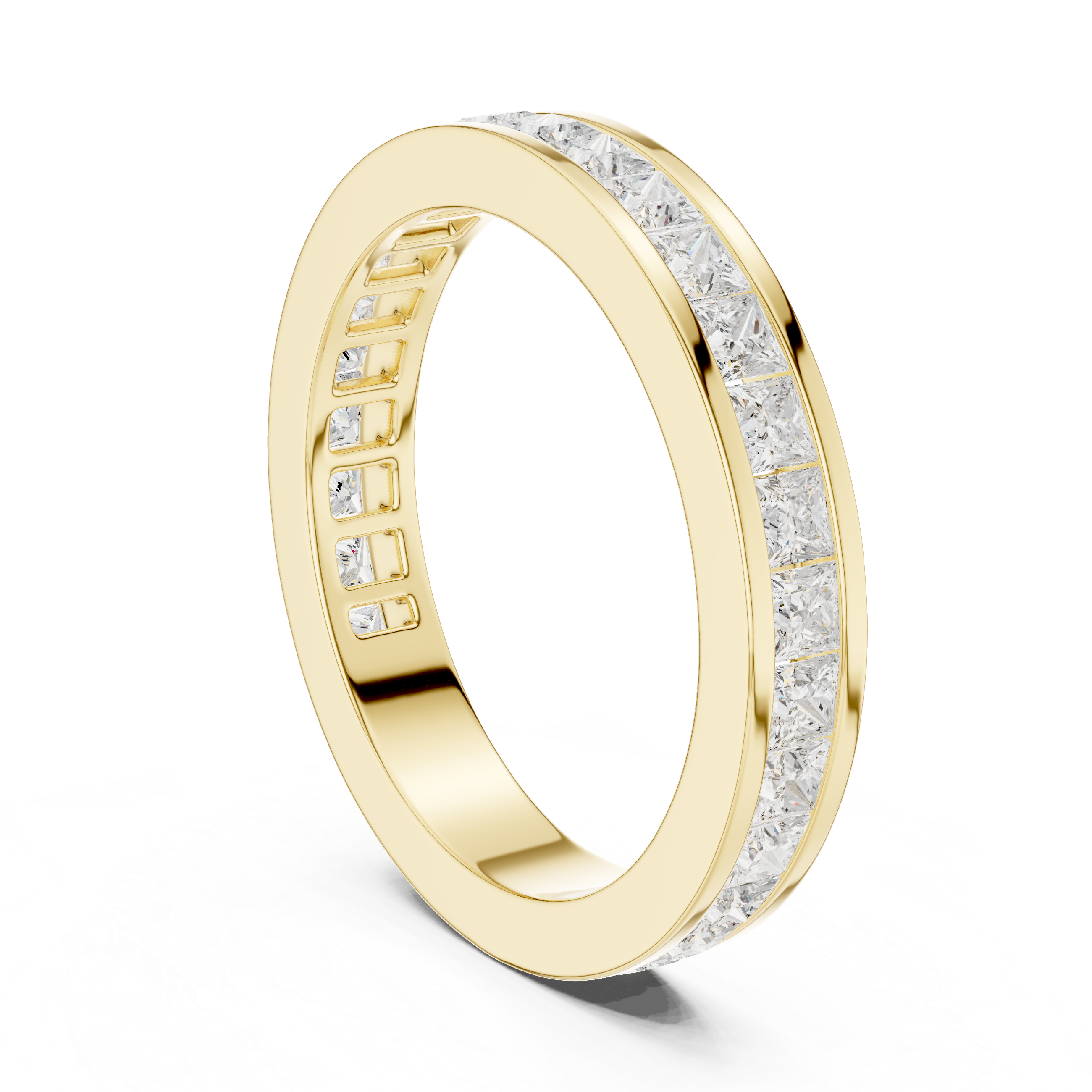 solid gold Princess Cut Diamond Channel Eternity Band