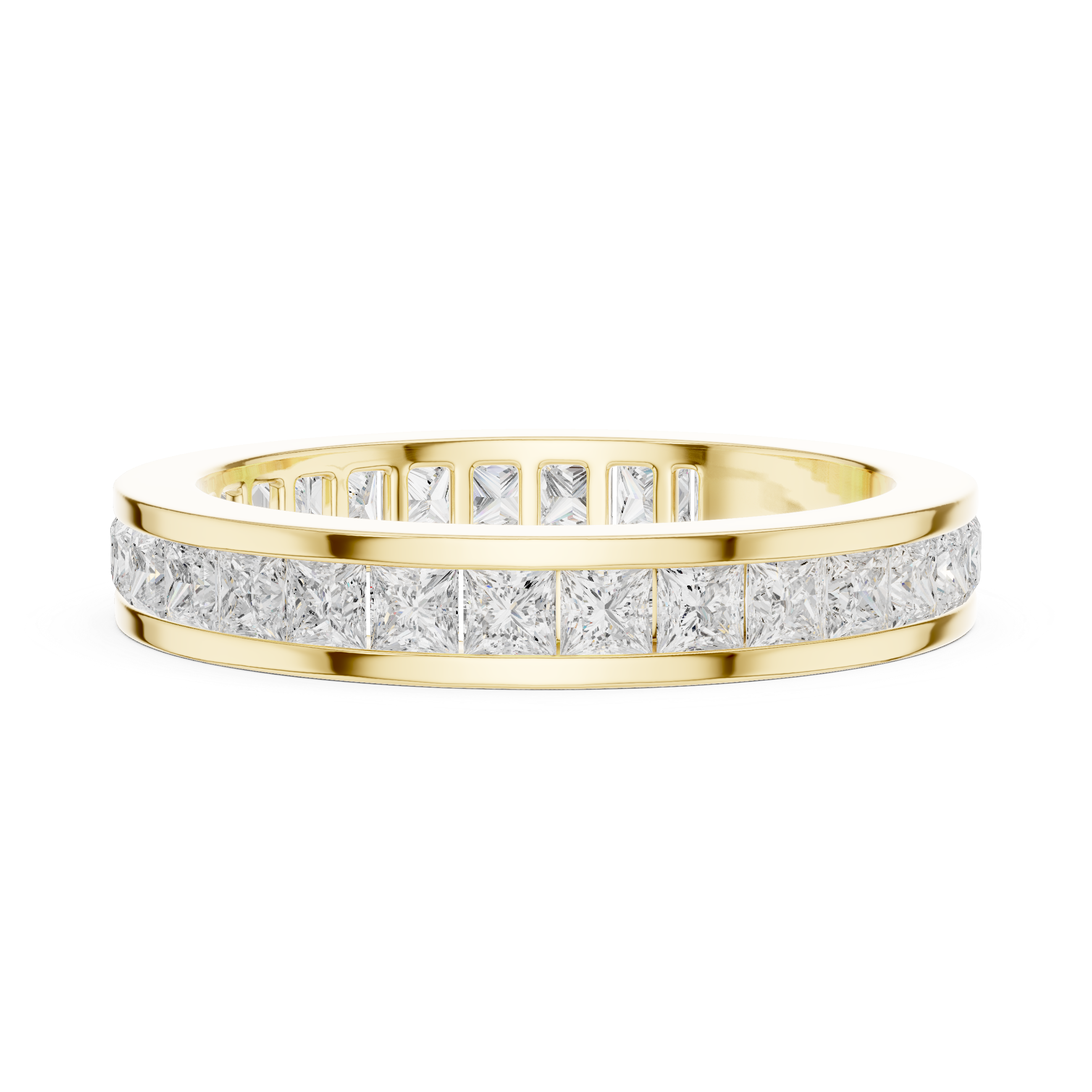 solid gold Princess Cut Diamond Channel Eternity Band