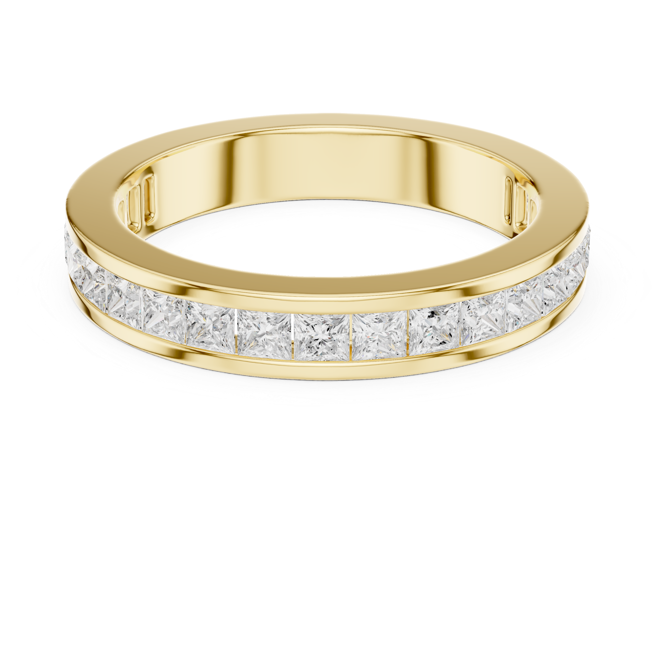 solid gold Princess Cut Diamond Channel Eternity Band