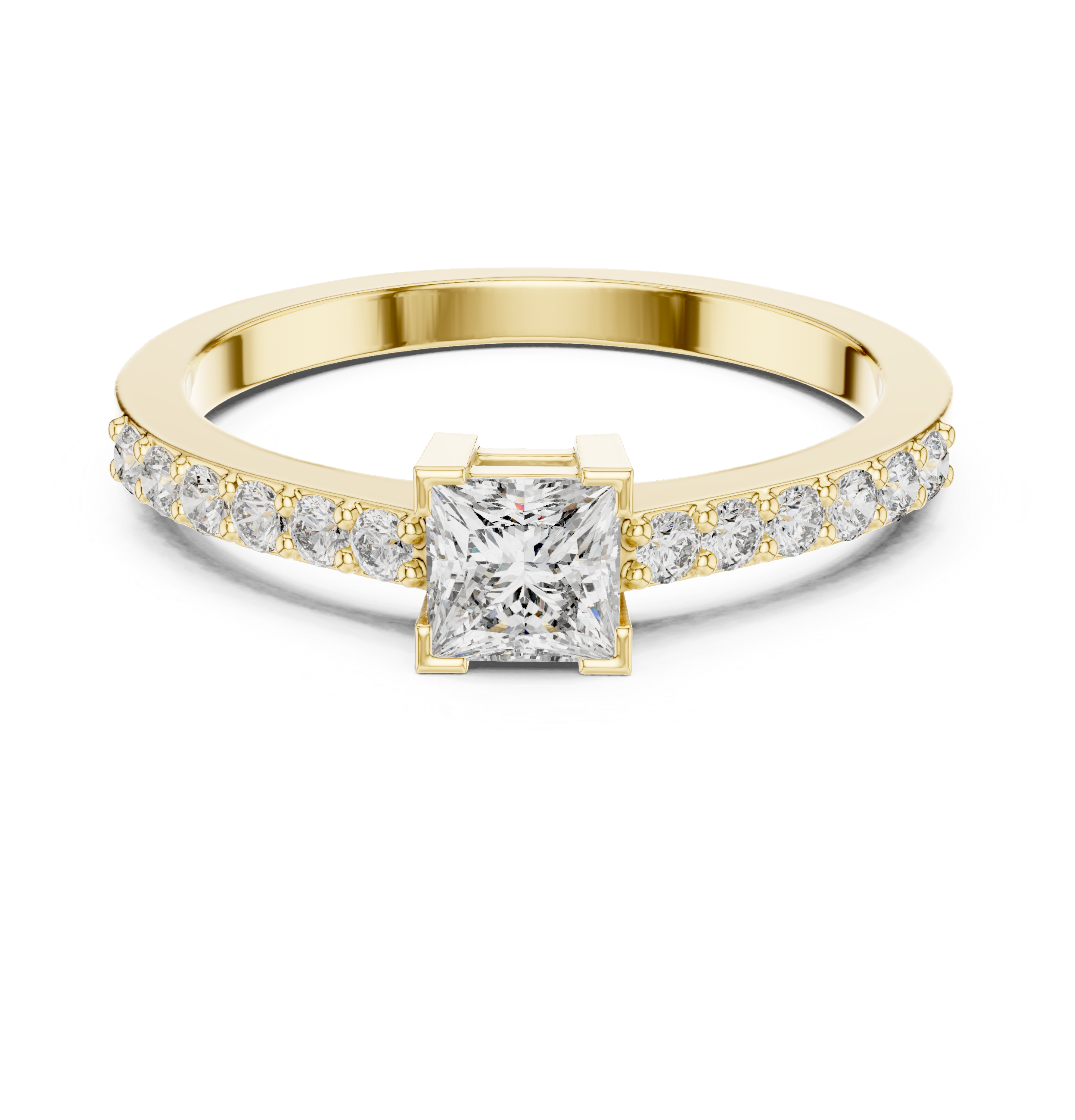 The Vejle Ring - Princess Cut Low-Profile Architectural Pavé Ring