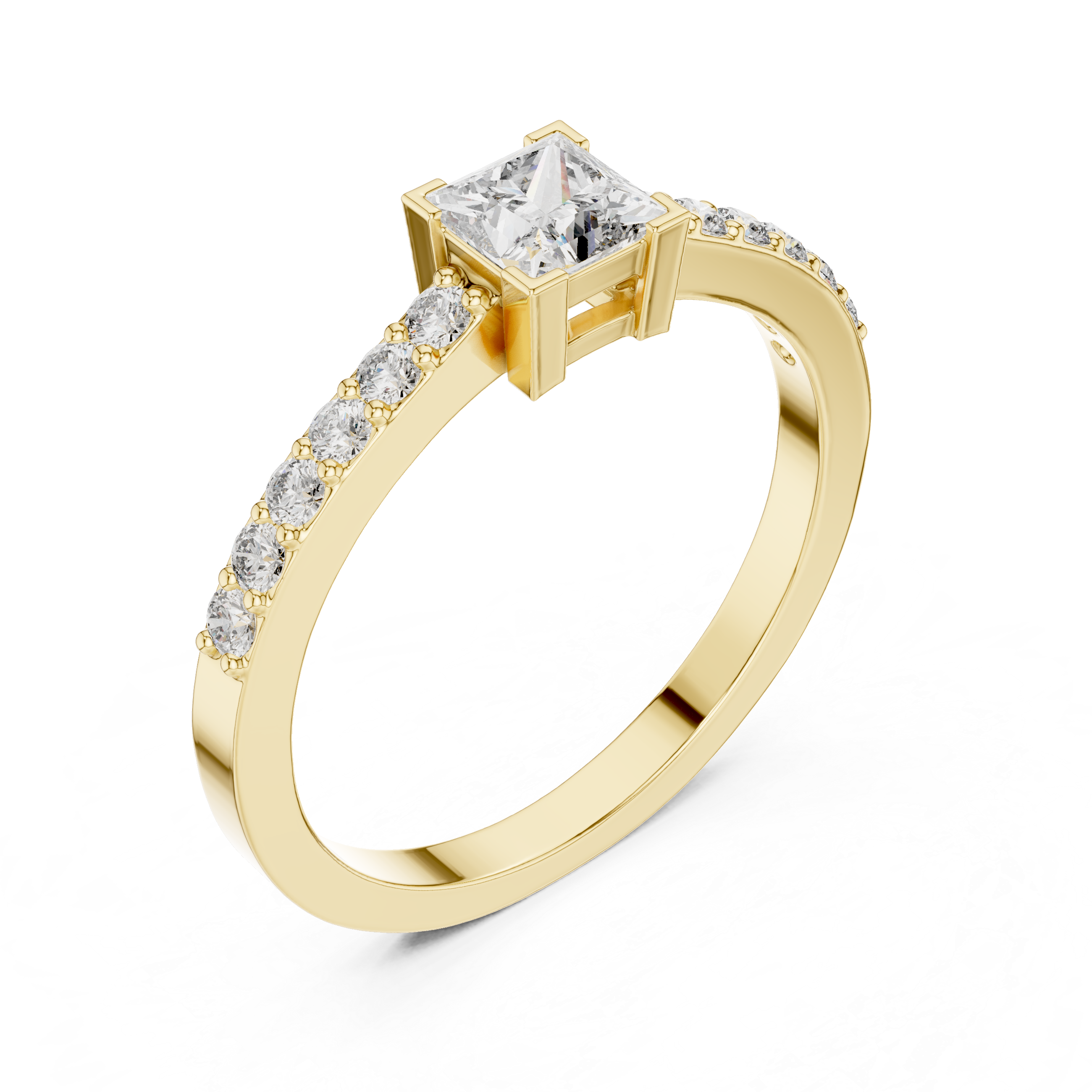 The Vejle Ring - Princess Cut Low-Profile Architectural Pavé Ring