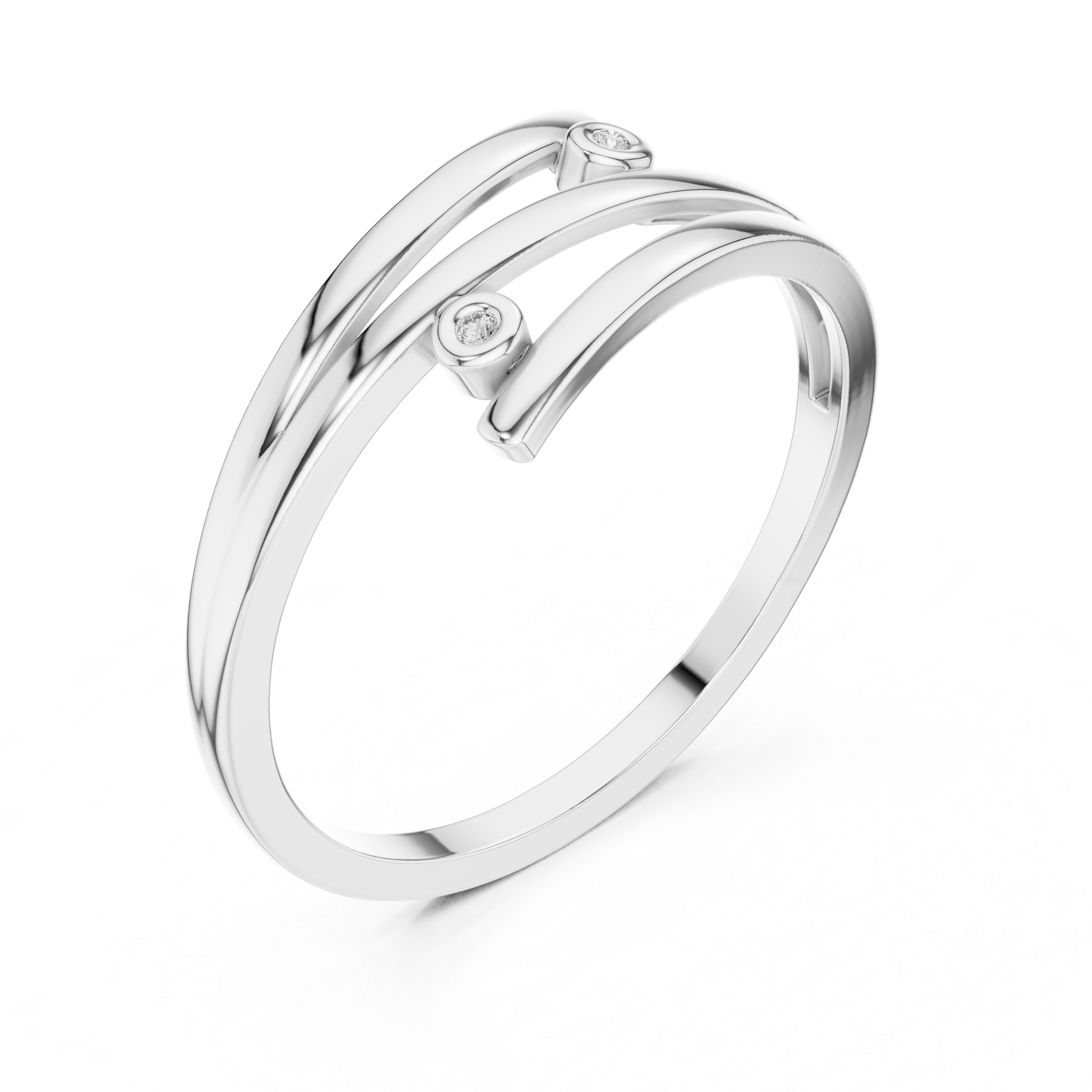 The Mondsee Ring - Bezel Set Diamond Open Bypass Band
