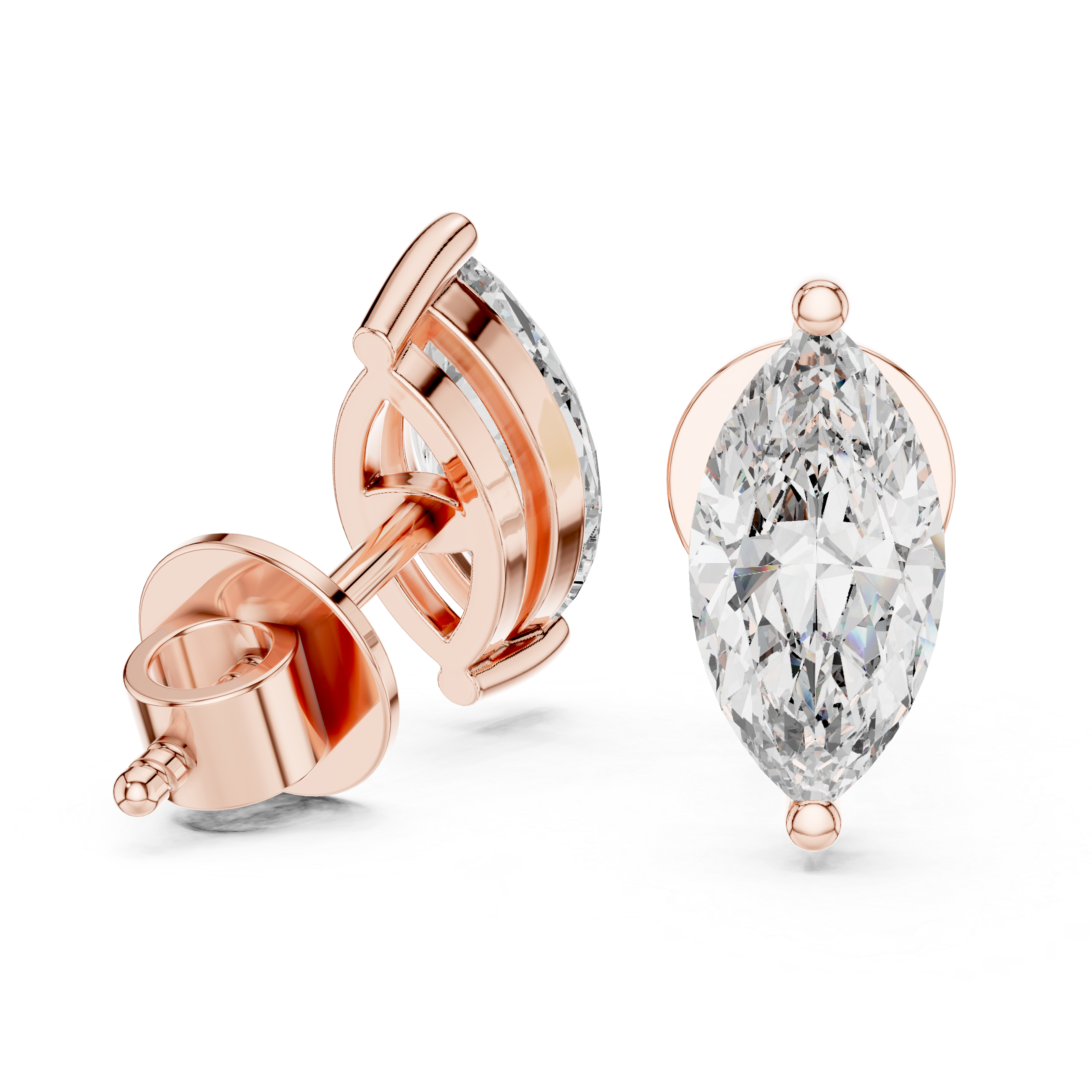 The Munich Earrings - Marquise Cut Diamond Solitaire Studs