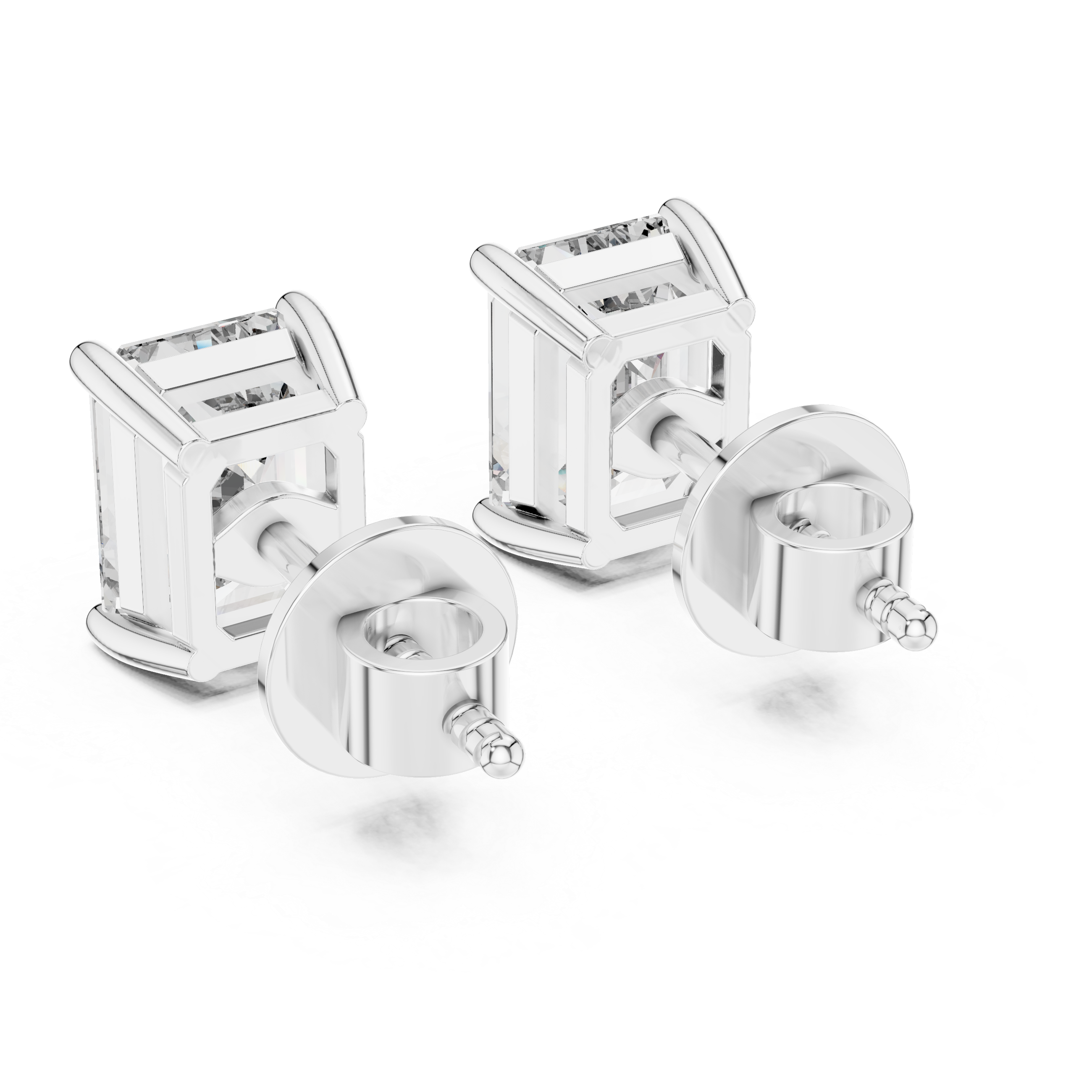 The Skive Earrings - Emerald Cut Diamond Solitaire Studs