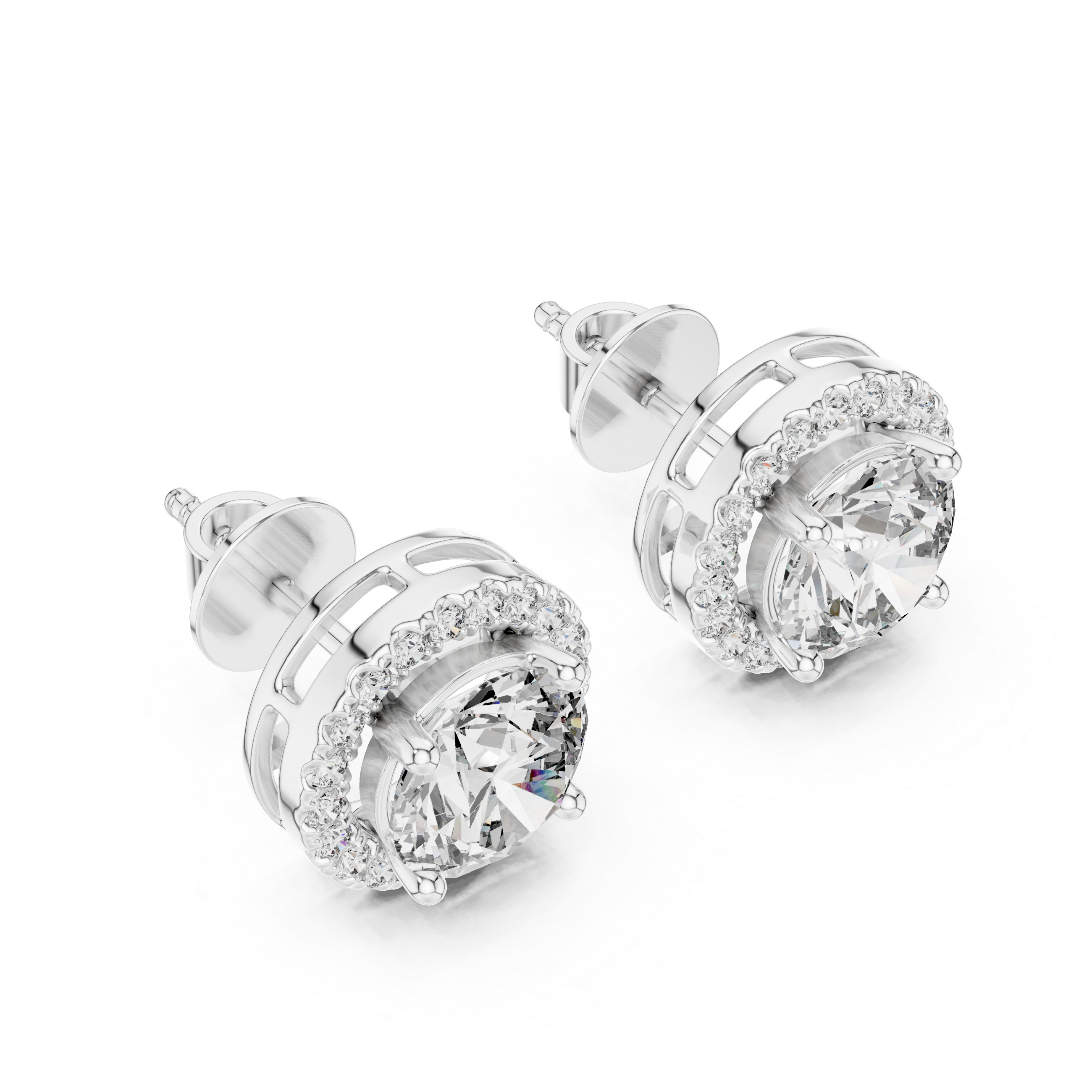 The Joensuu Earrings - Round Brilliant Halo Diamond Studs