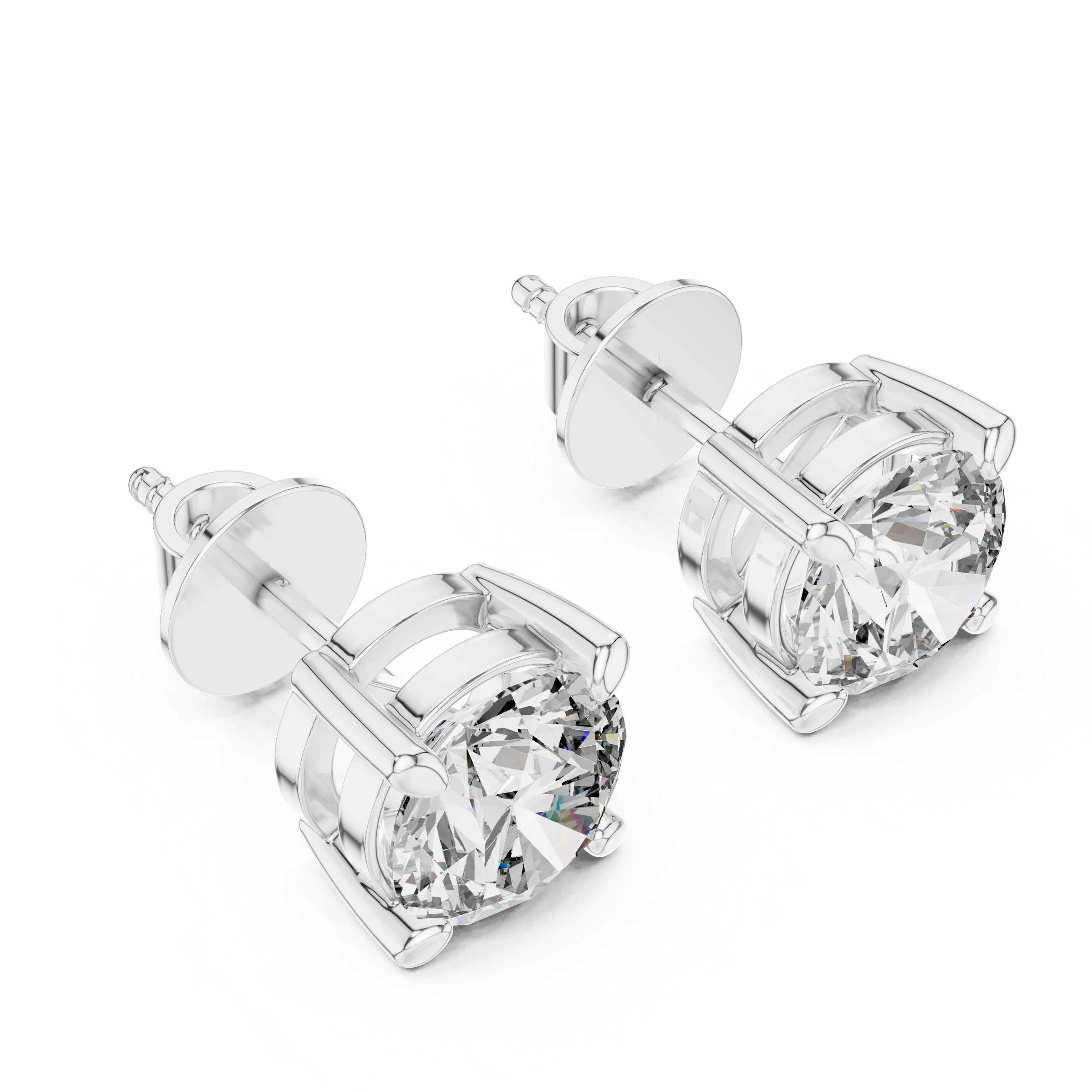 The Damme Earrings - Round Brilliant Diamond Solitaire Studs