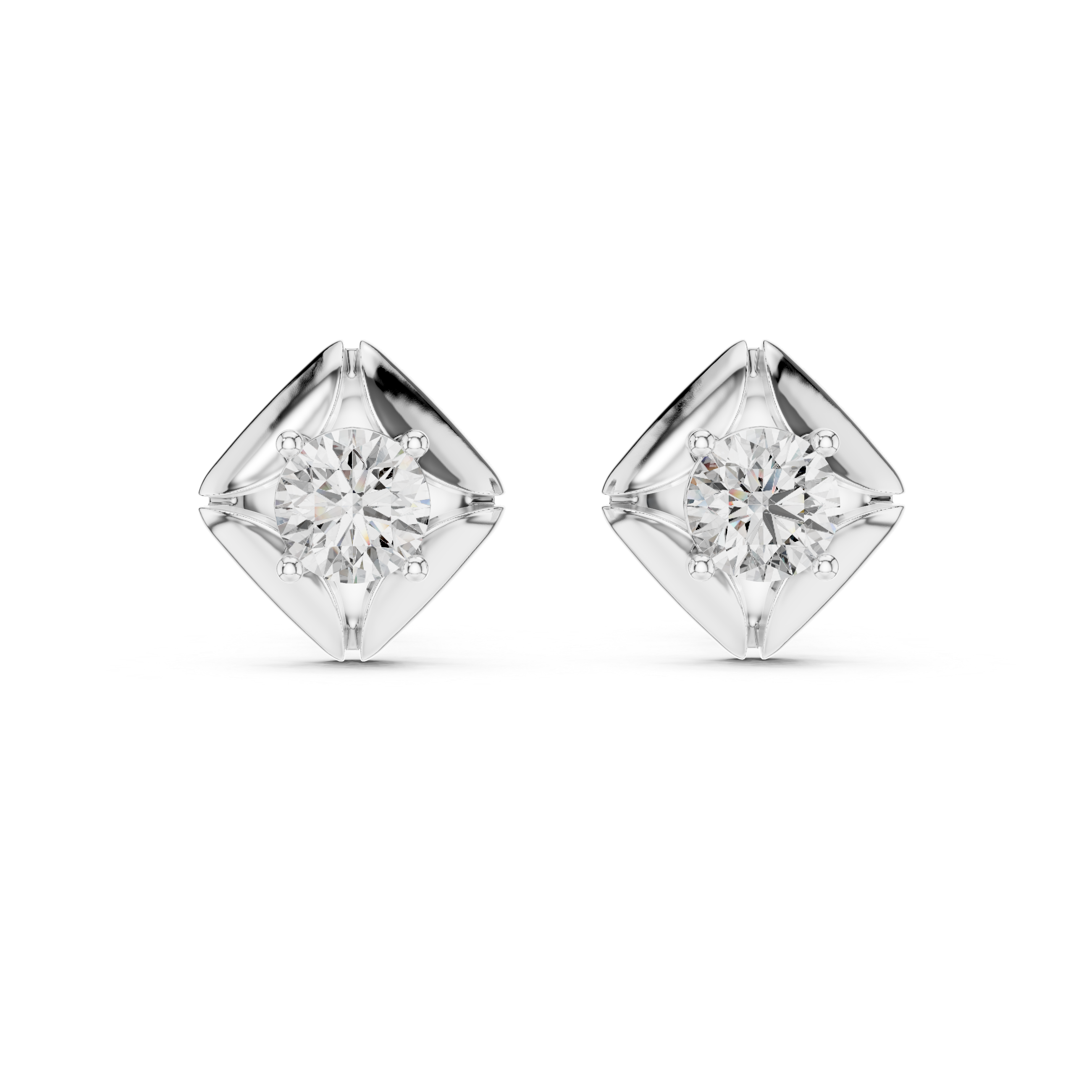The Vancouver Earrings - Sculptural Pillow Diamond Studs