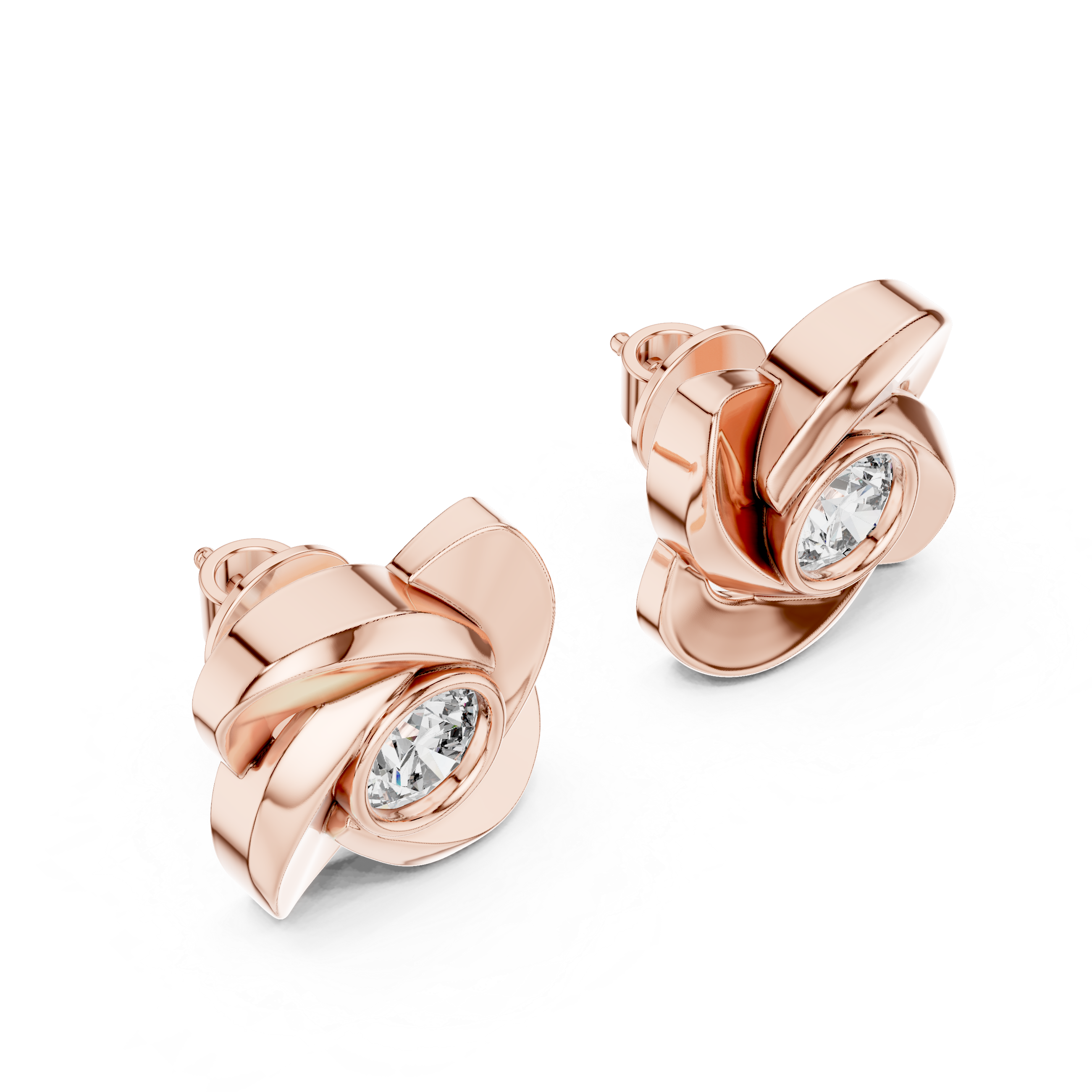 The Orillia Earrings - Sculptural Swirl Diamond Studs
