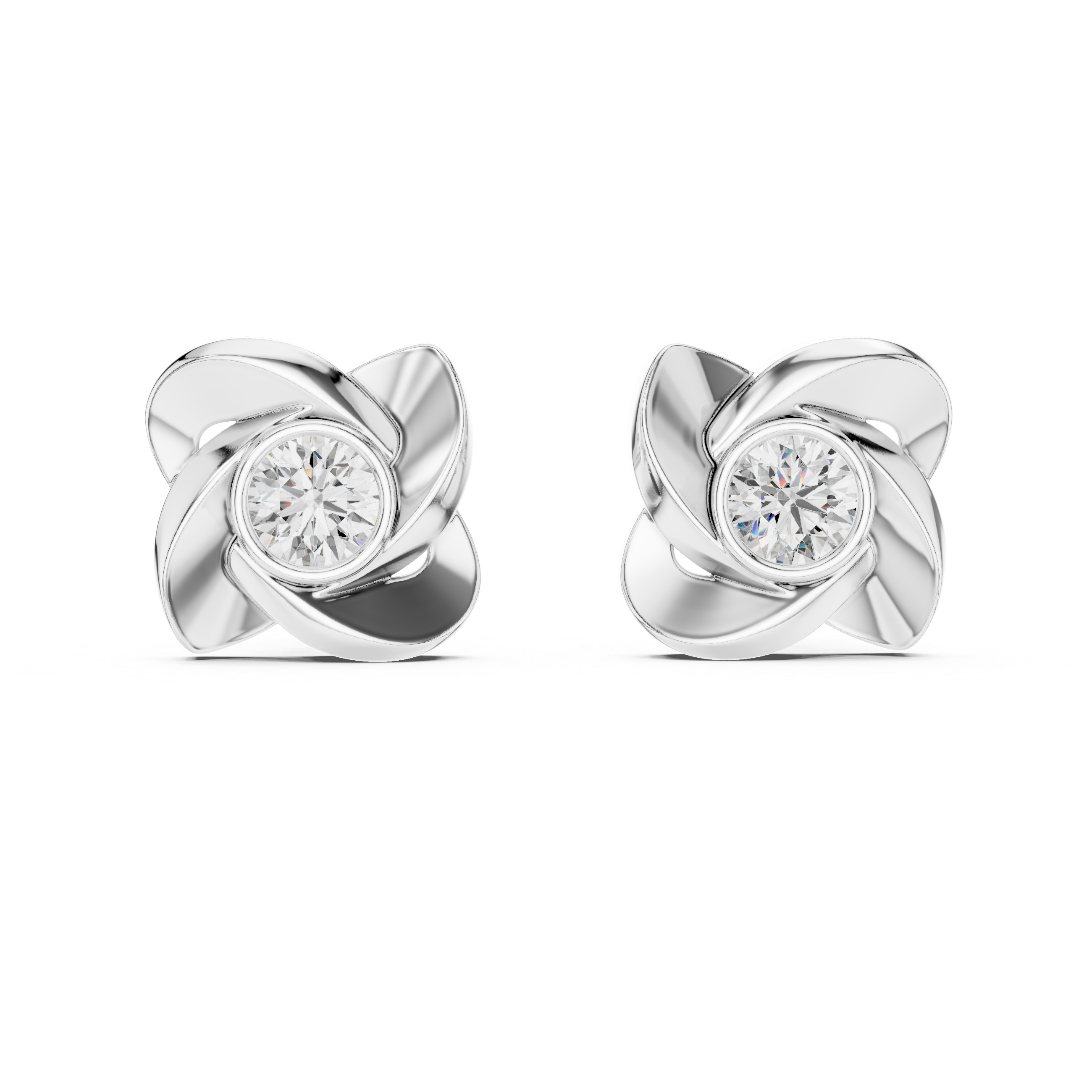 The Orillia Earrings - Sculptural Swirl Diamond Studs