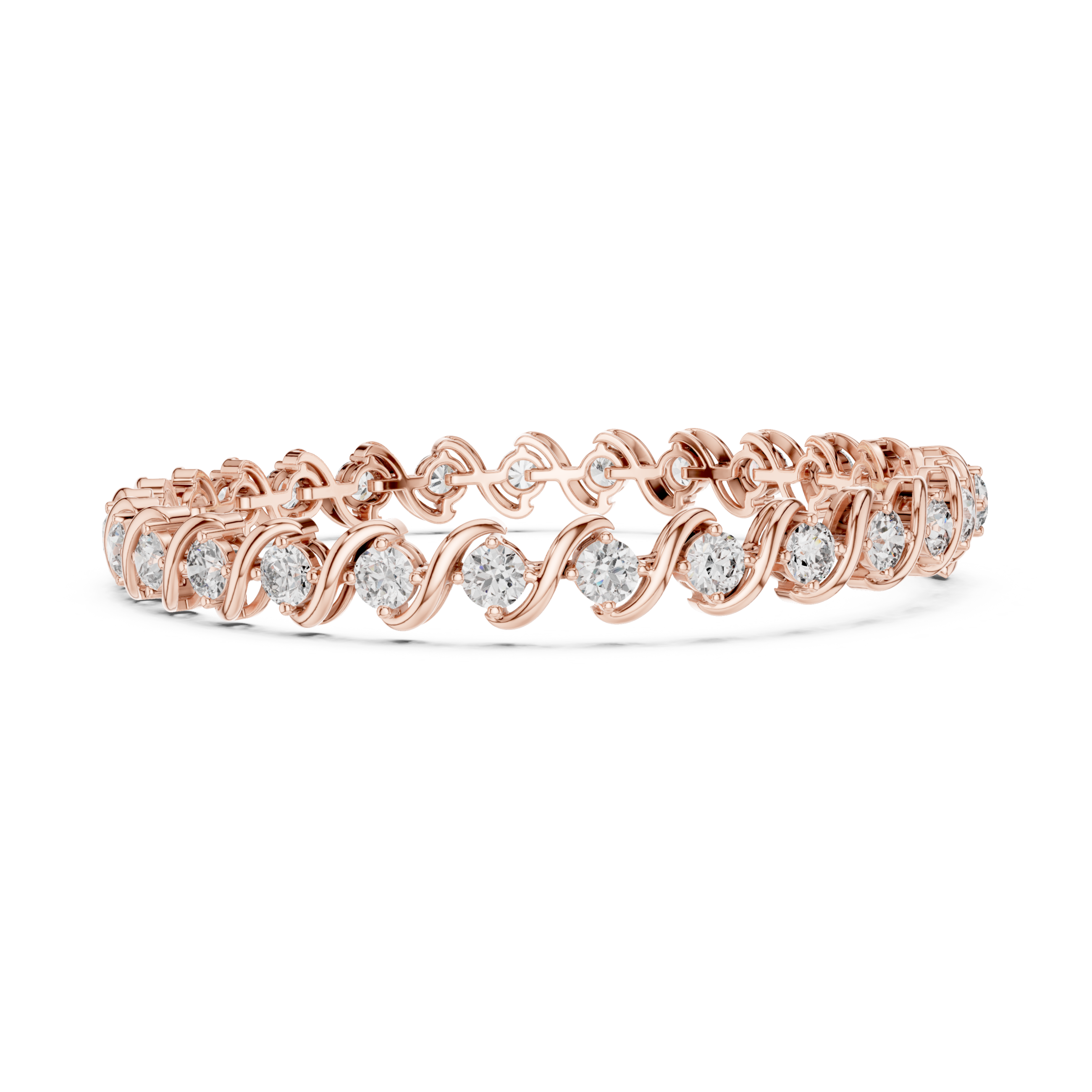 The Orlando Bracelet - Round Diamond Wave Link Tennis Bracelet