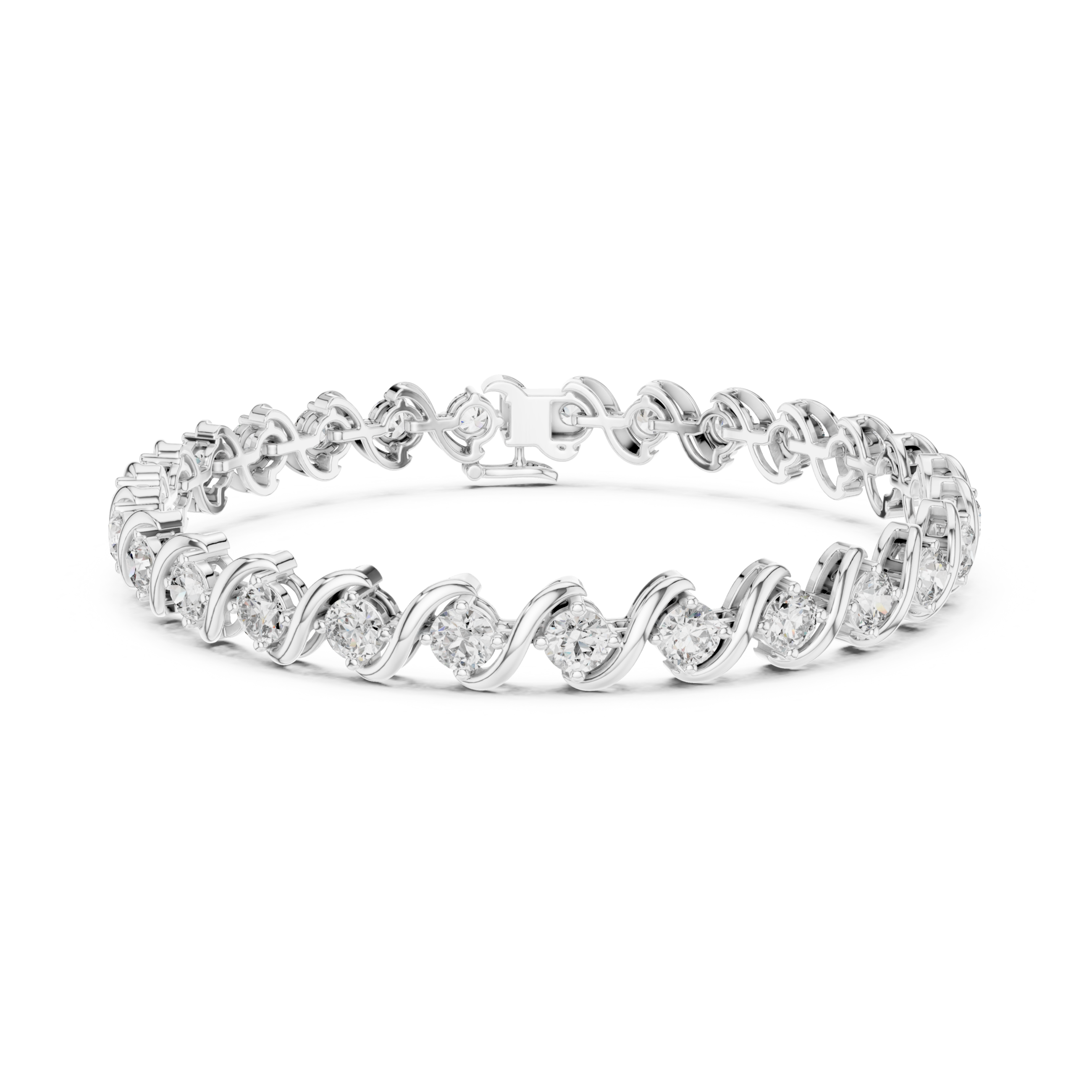 The Orlando Bracelet - Round Diamond Wave Link Tennis Bracelet
