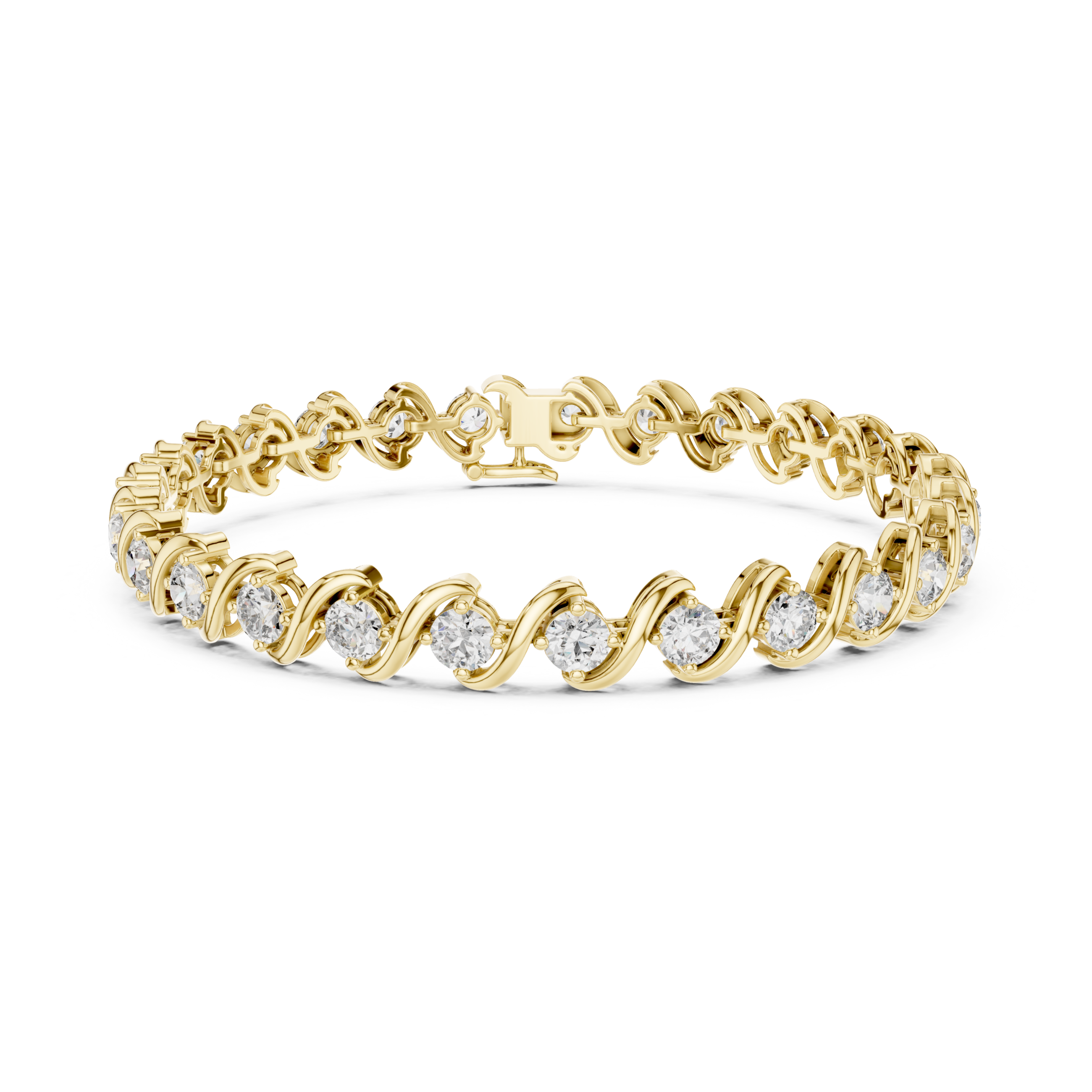 The Orlando Bracelet - Round Diamond Wave Link Tennis Bracelet