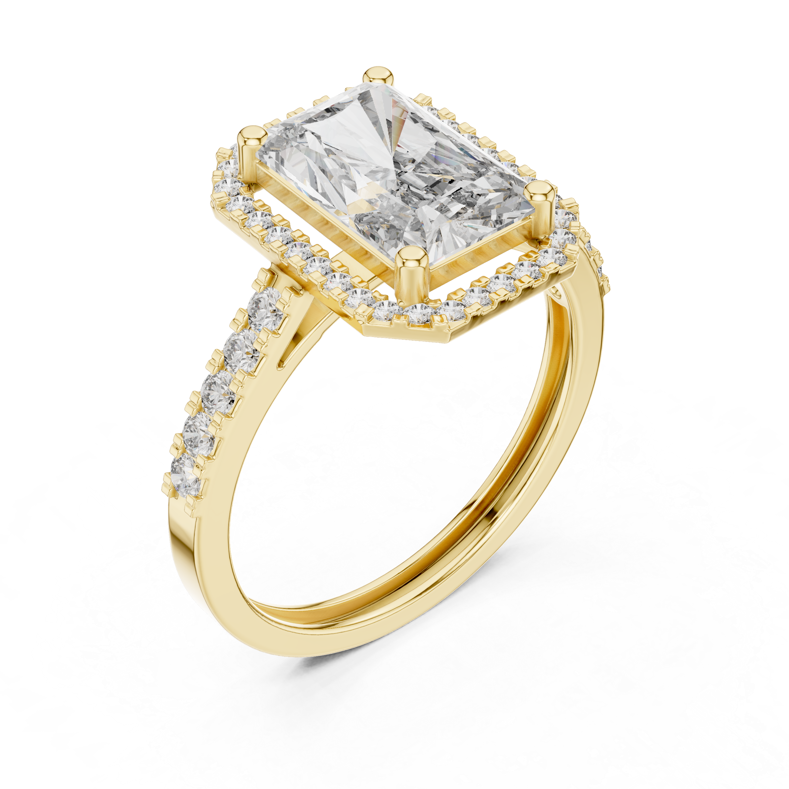 The Sogndal Ring - Radiant Cut Halo Pavé Diamond Ring