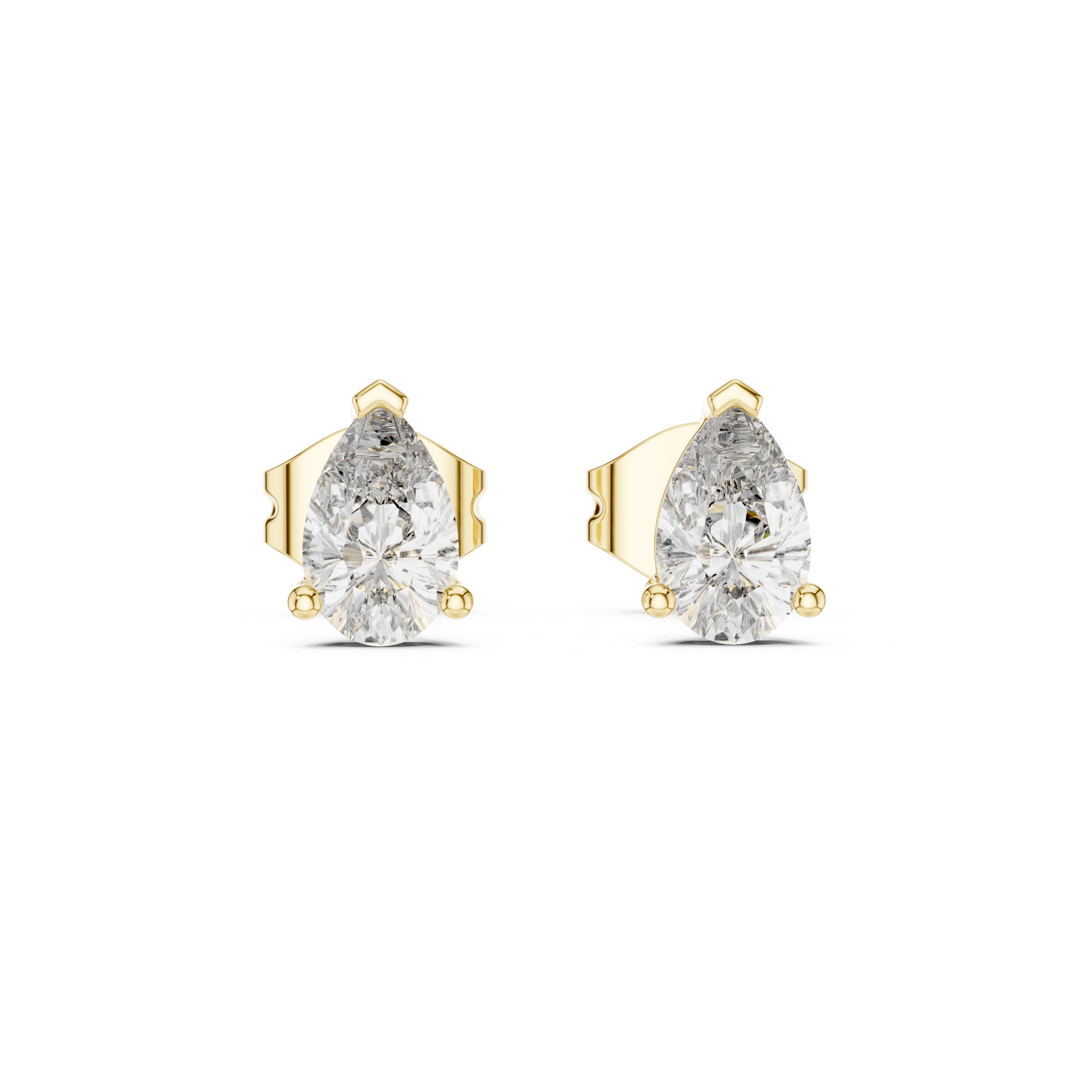 The Courchevel Earrings - Pear Cut Solitaire Studs in Sculptural Collet