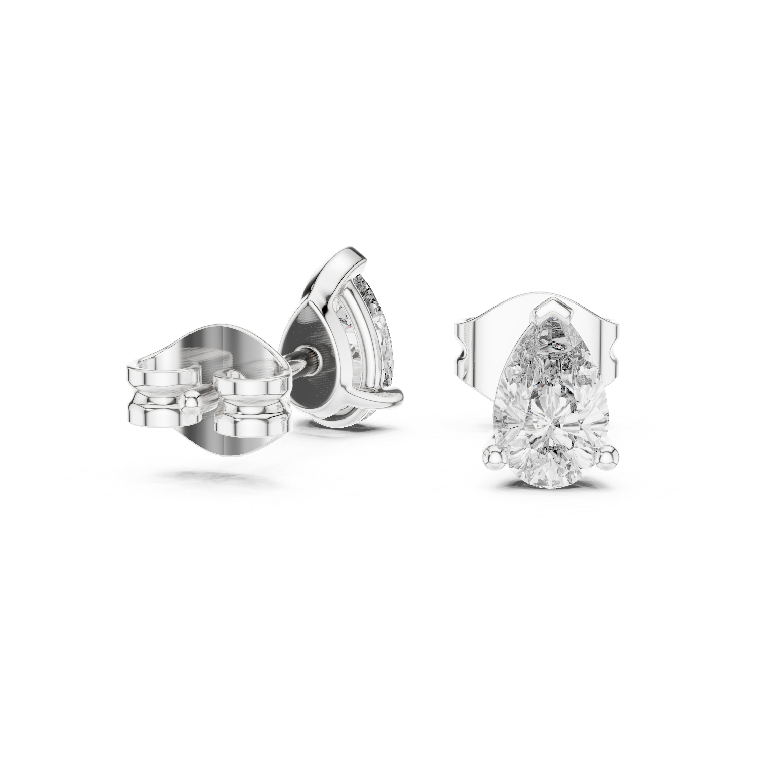 The Courchevel Earrings - Pear Cut Solitaire Studs in Sculptural Collet