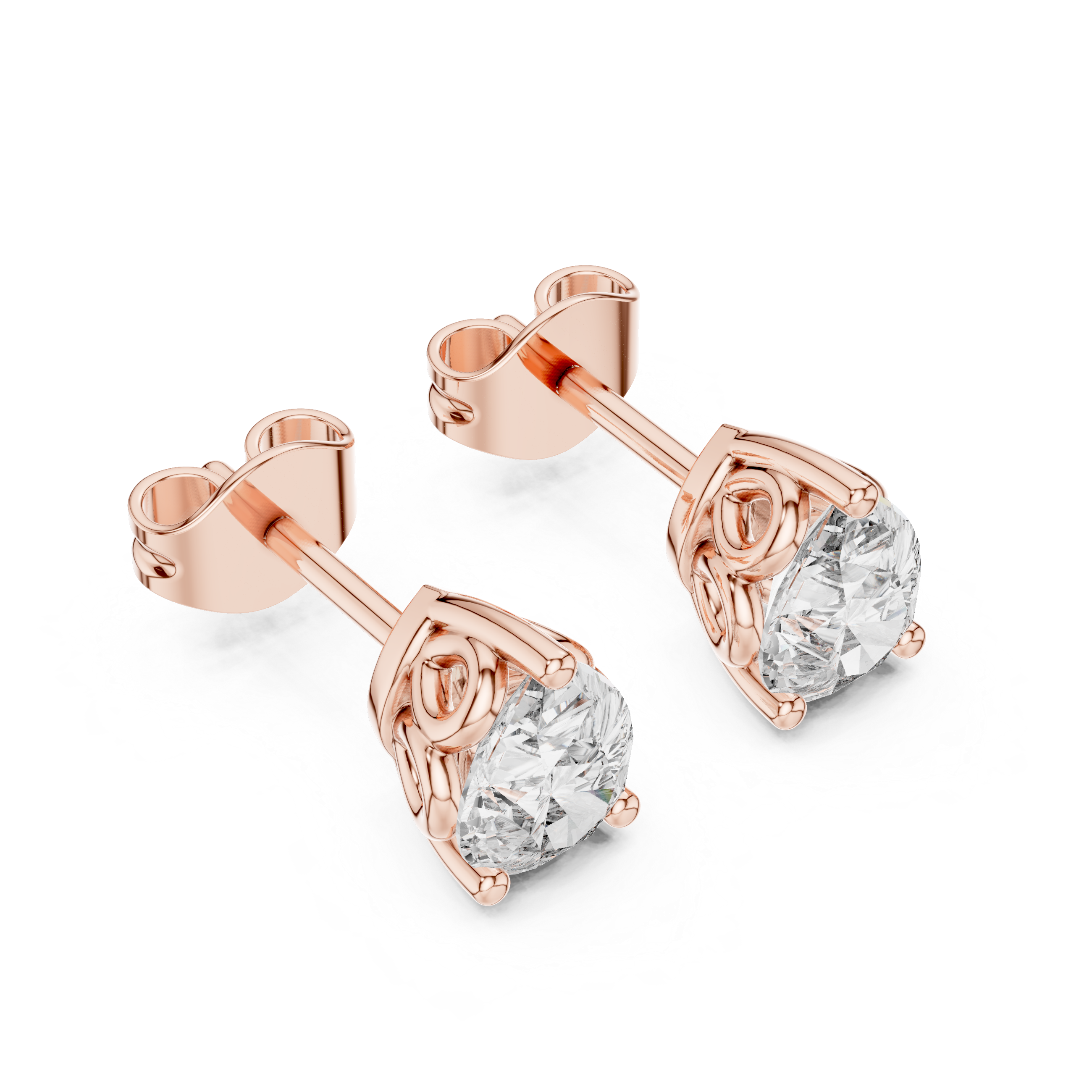 The Tignes Earrings - Pear Cut Solitaire Studs in Tulip Setting