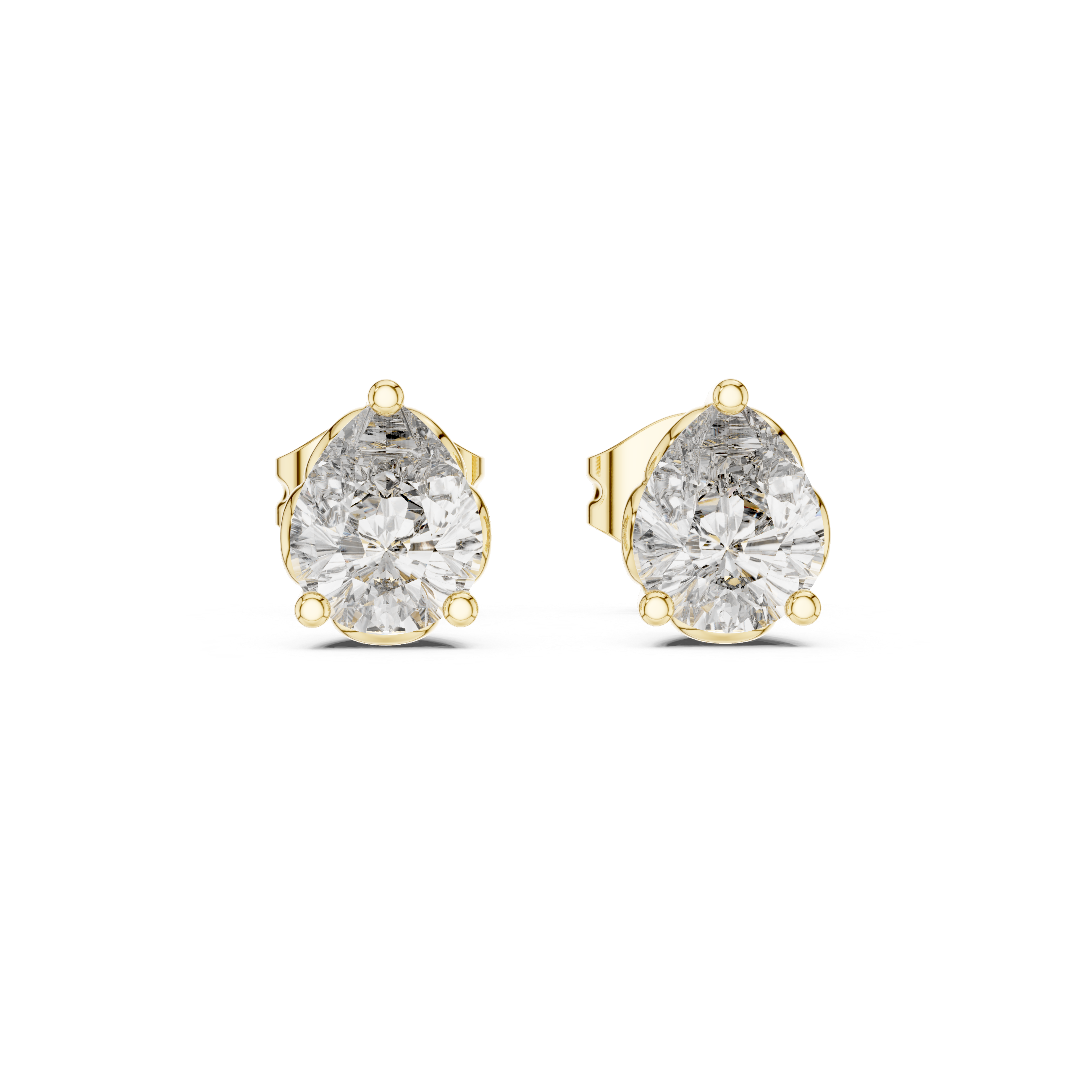 The Tignes Earrings - Pear Cut Solitaire Studs in Tulip Setting