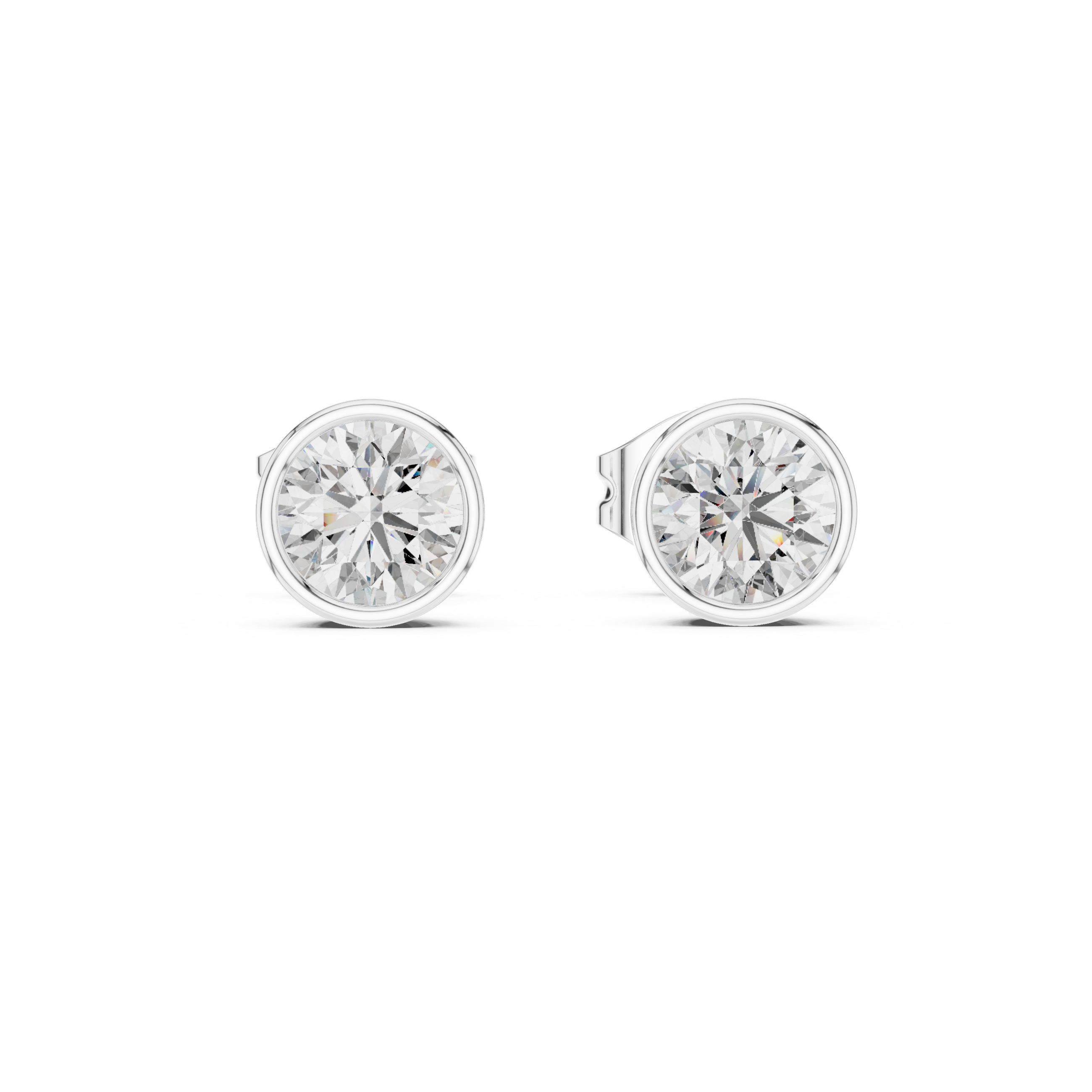 The Roussillon Earrings - Minimalist Bezel Set Round Solitaire Studs