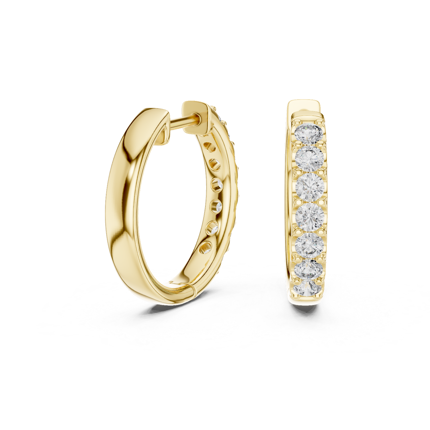 The Bonnieux Earrings - Diamond Hoop Earrings with U-Cut Setting
