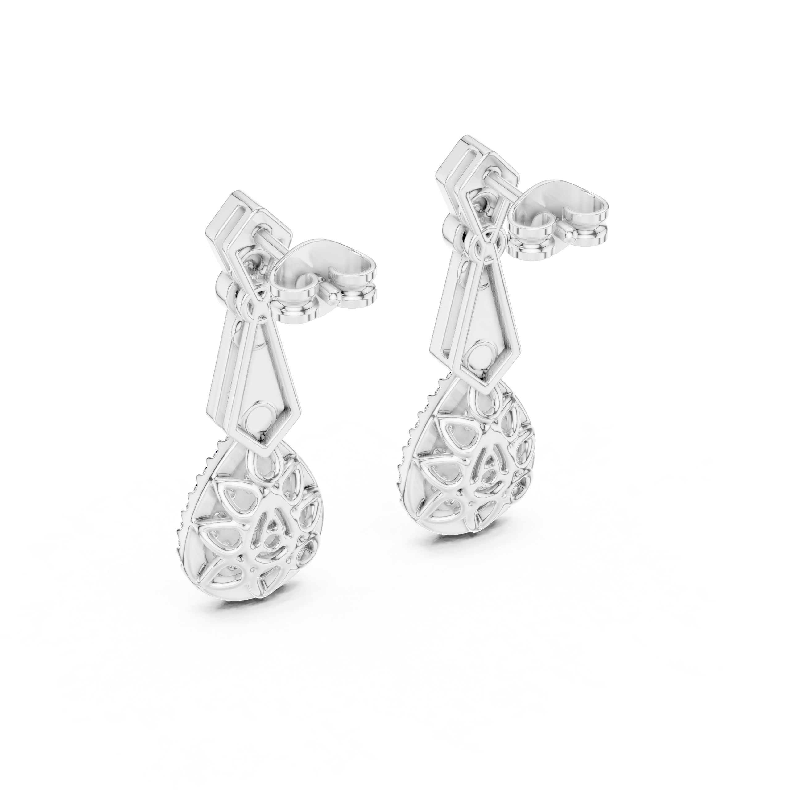 The Chamonix Earrings - Art Deco Diamond Drop Earrings with Baguette Accents