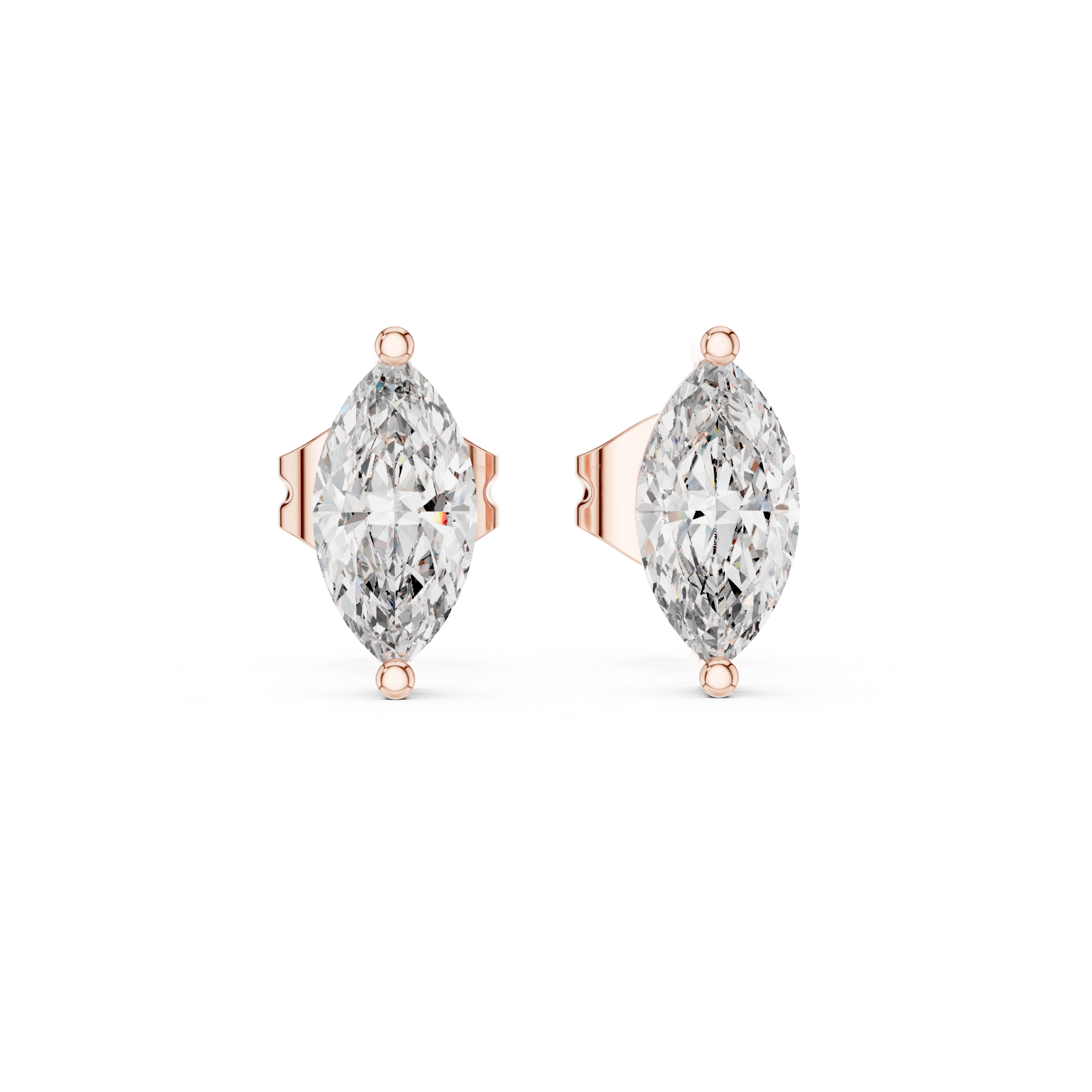 The Morzine Earrings - Marquise Cut Solitaire Studs in Minimalist Setting