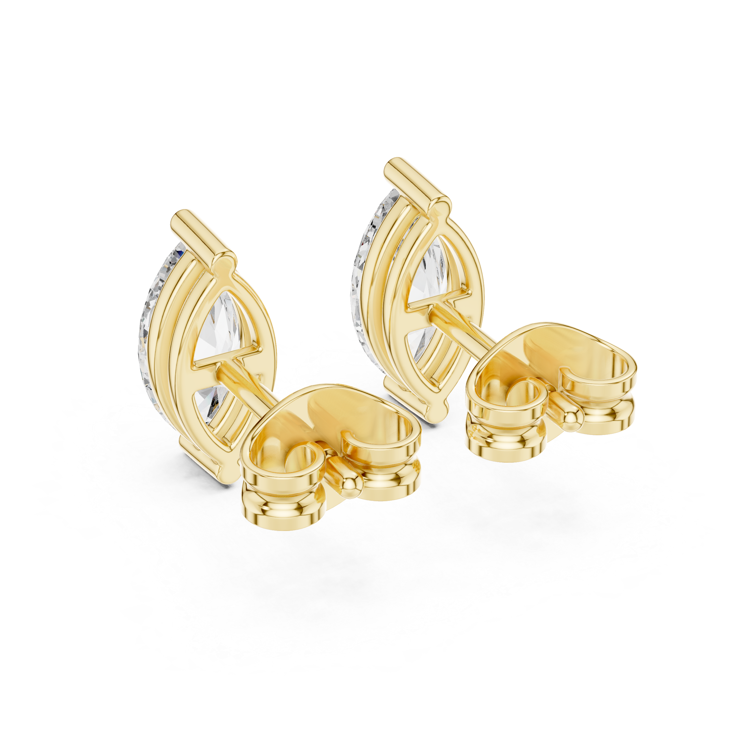 The Morzine Earrings - Marquise Cut Solitaire Studs in Minimalist Setting