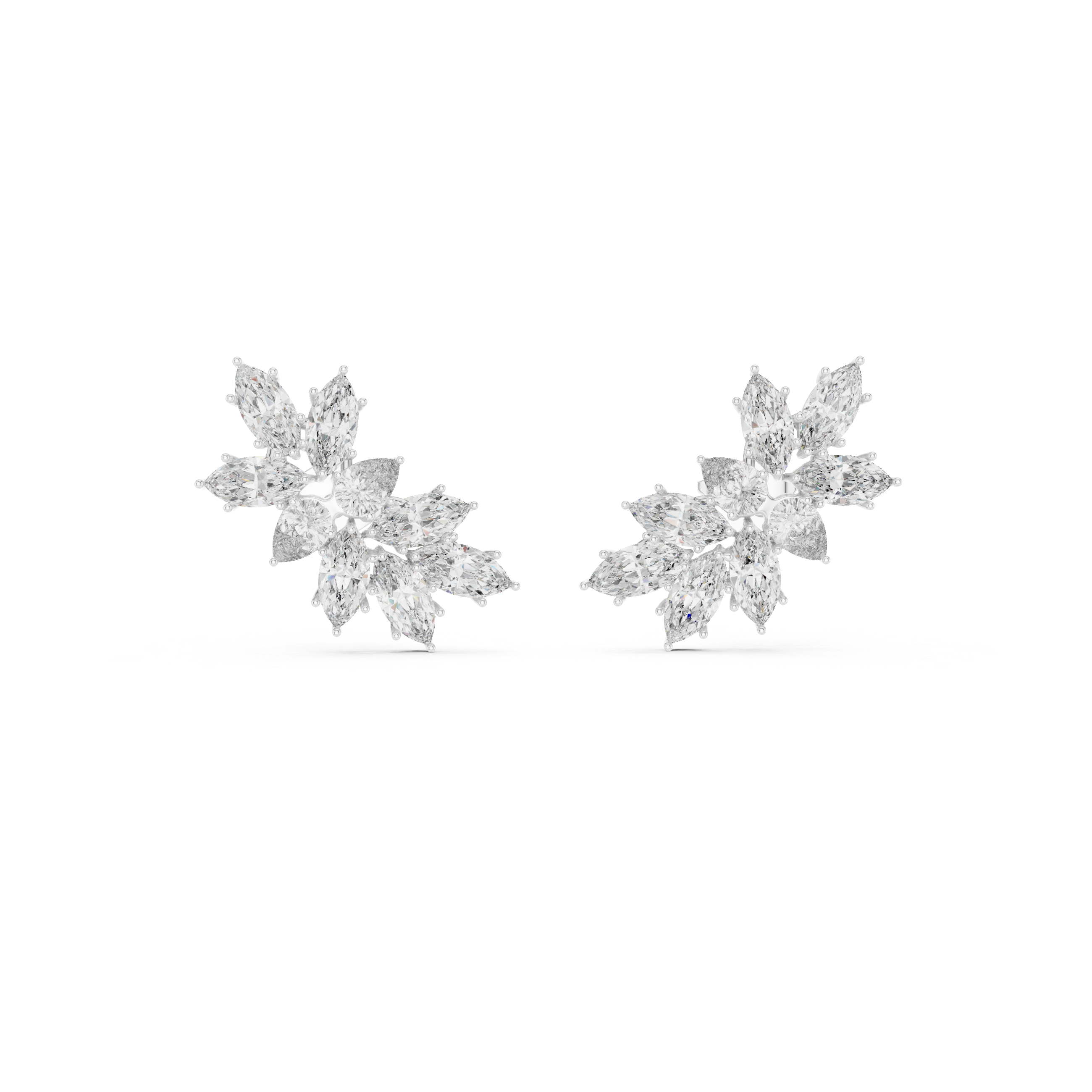 The Seignosse Earrings - Marquise & Pear Diamond Wing Cluster Studs